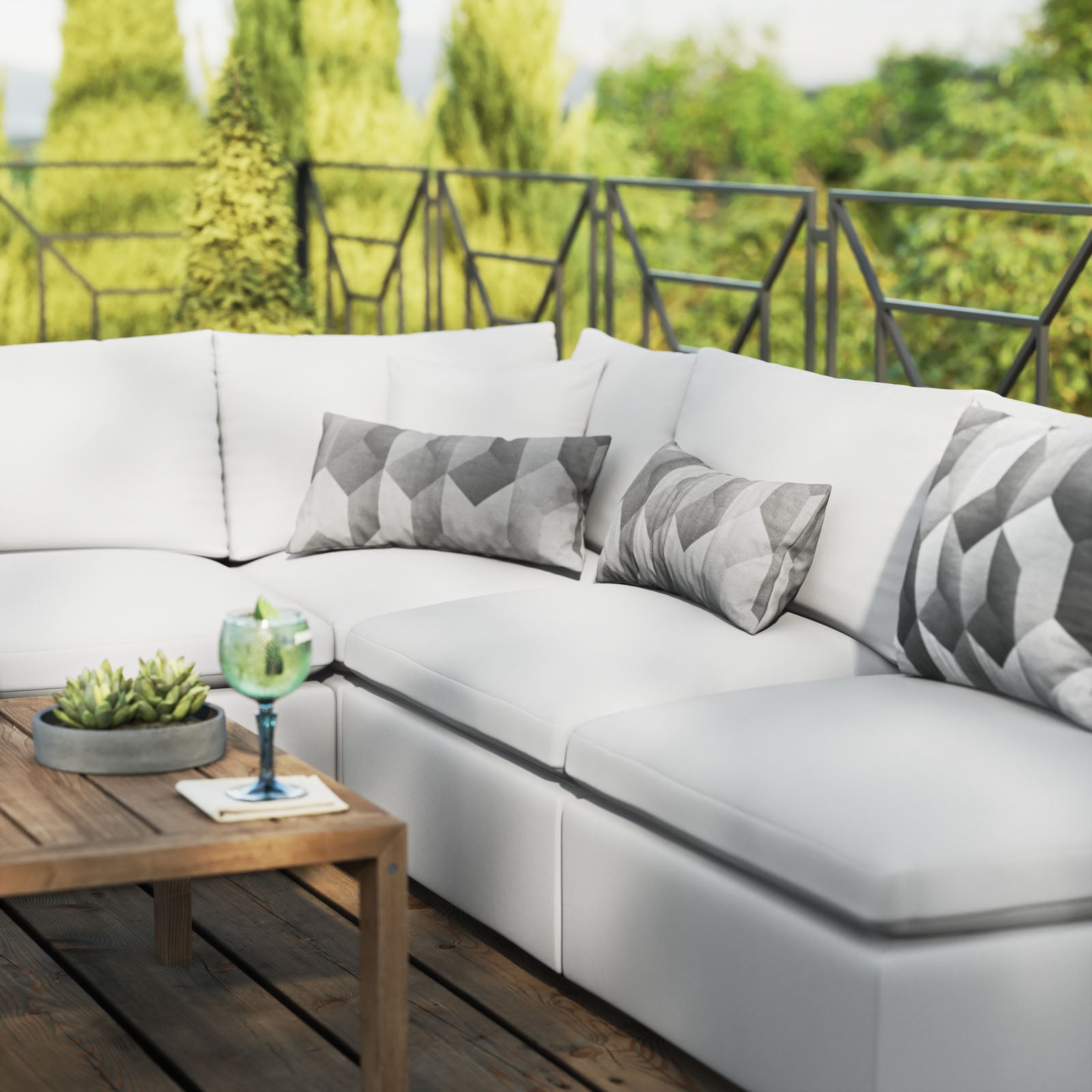 Commix 5-Piece Outdoor Patio Sectional Sofa-Outdoor Sectional-Modway-Wall2Wall Furnishings