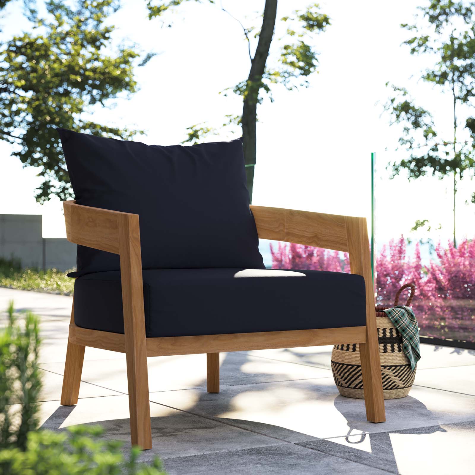 Brisbane Teak Wood Outdoor Patio Armchair-Outdoor Chair-Modway-Wall2Wall Furnishings