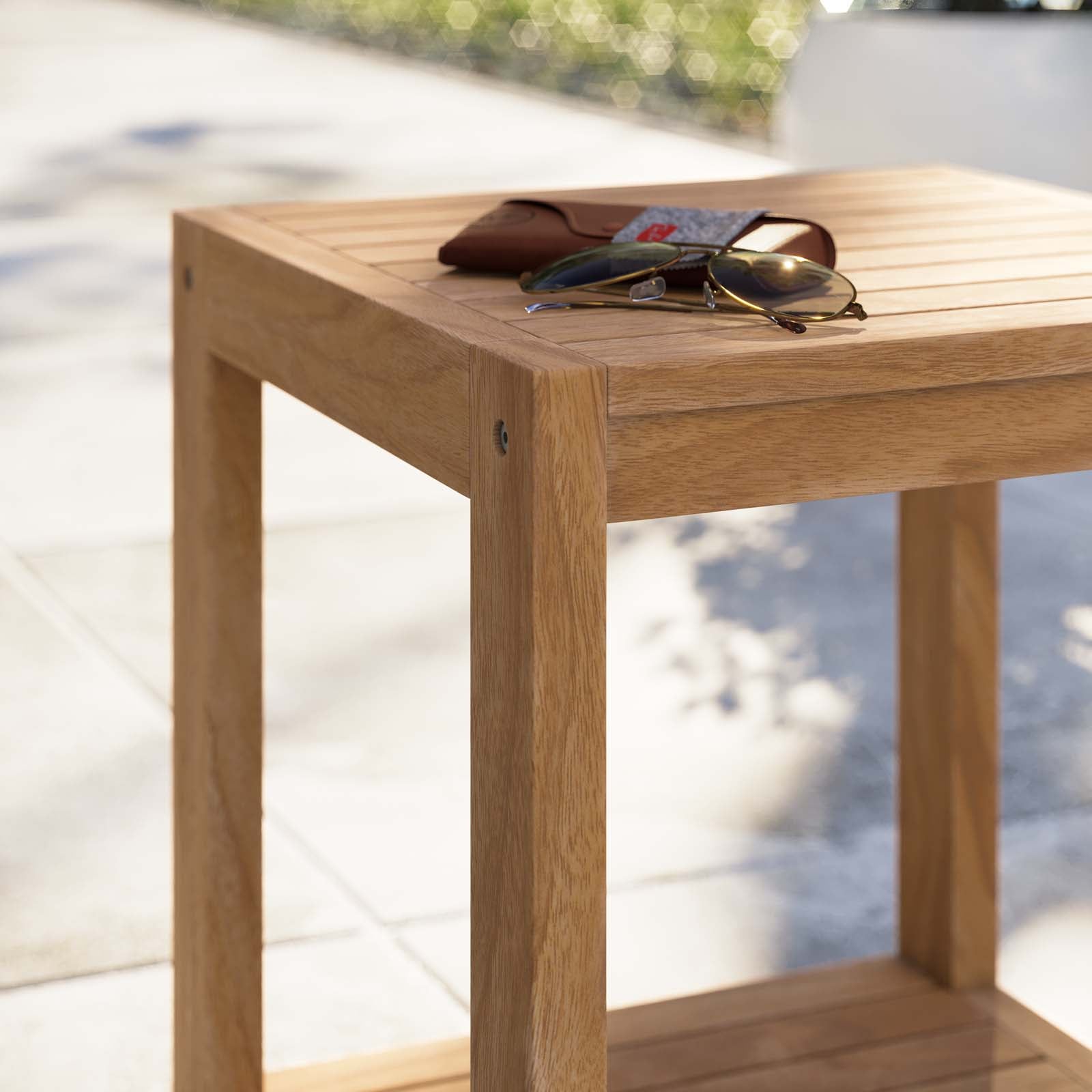 Carlsbad Teak Wood Outdoor Patio Side Table-Outdoor Side Table-Modway-Wall2Wall Furnishings