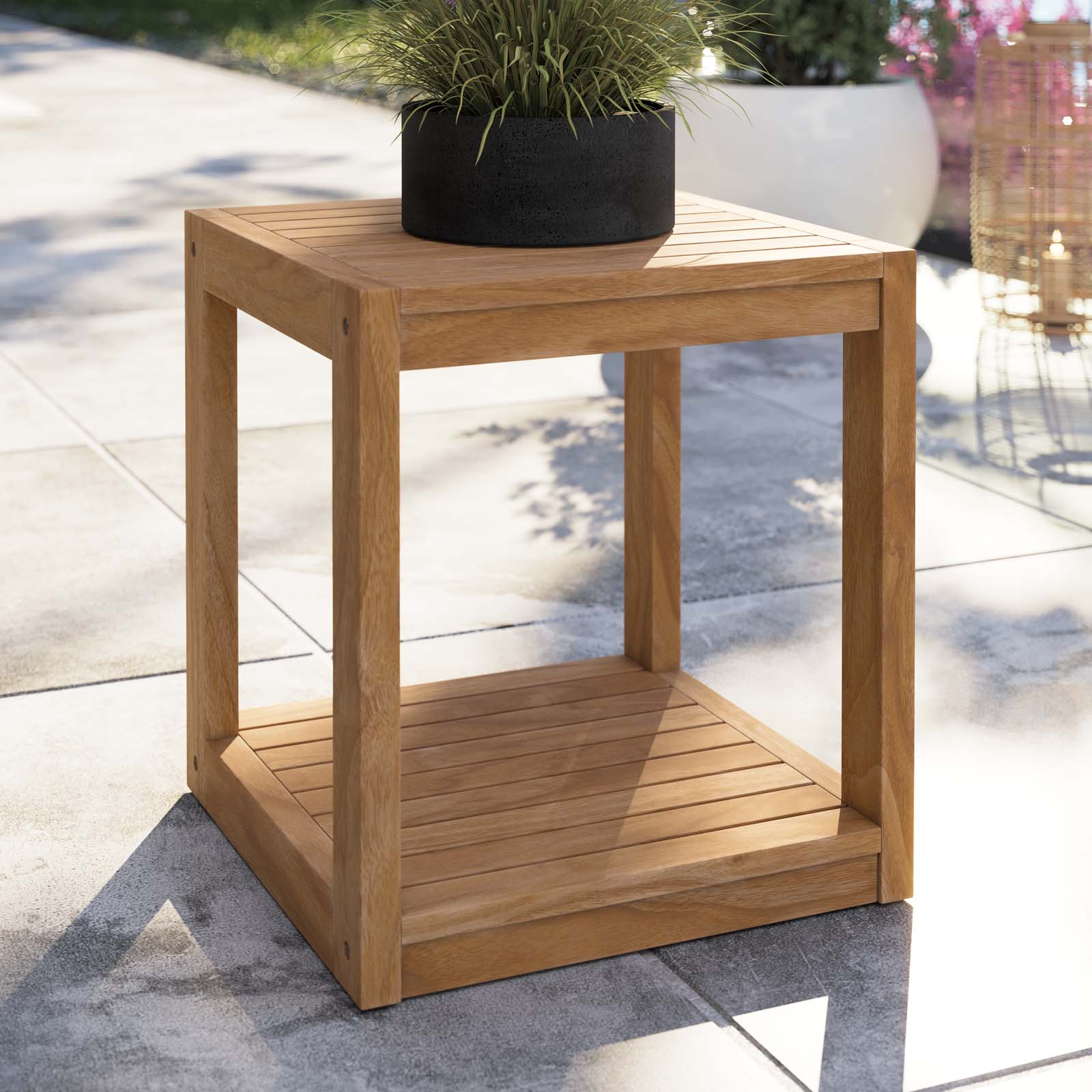 Carlsbad Teak Wood Outdoor Patio Side Table-Outdoor Side Table-Modway-Wall2Wall Furnishings