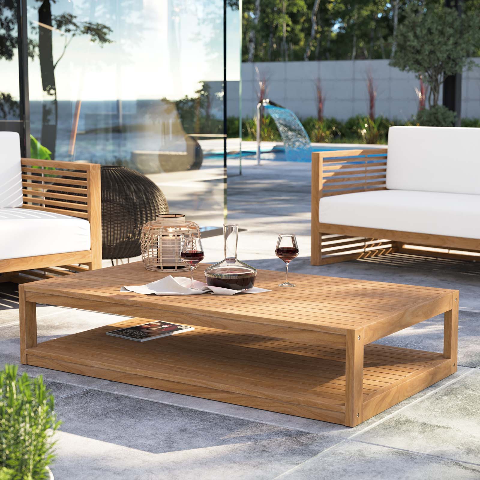Carlsbad Teak Wood Outdoor Patio Coffee Table-Outdoor Coffee Table-Modway-Wall2Wall Furnishings