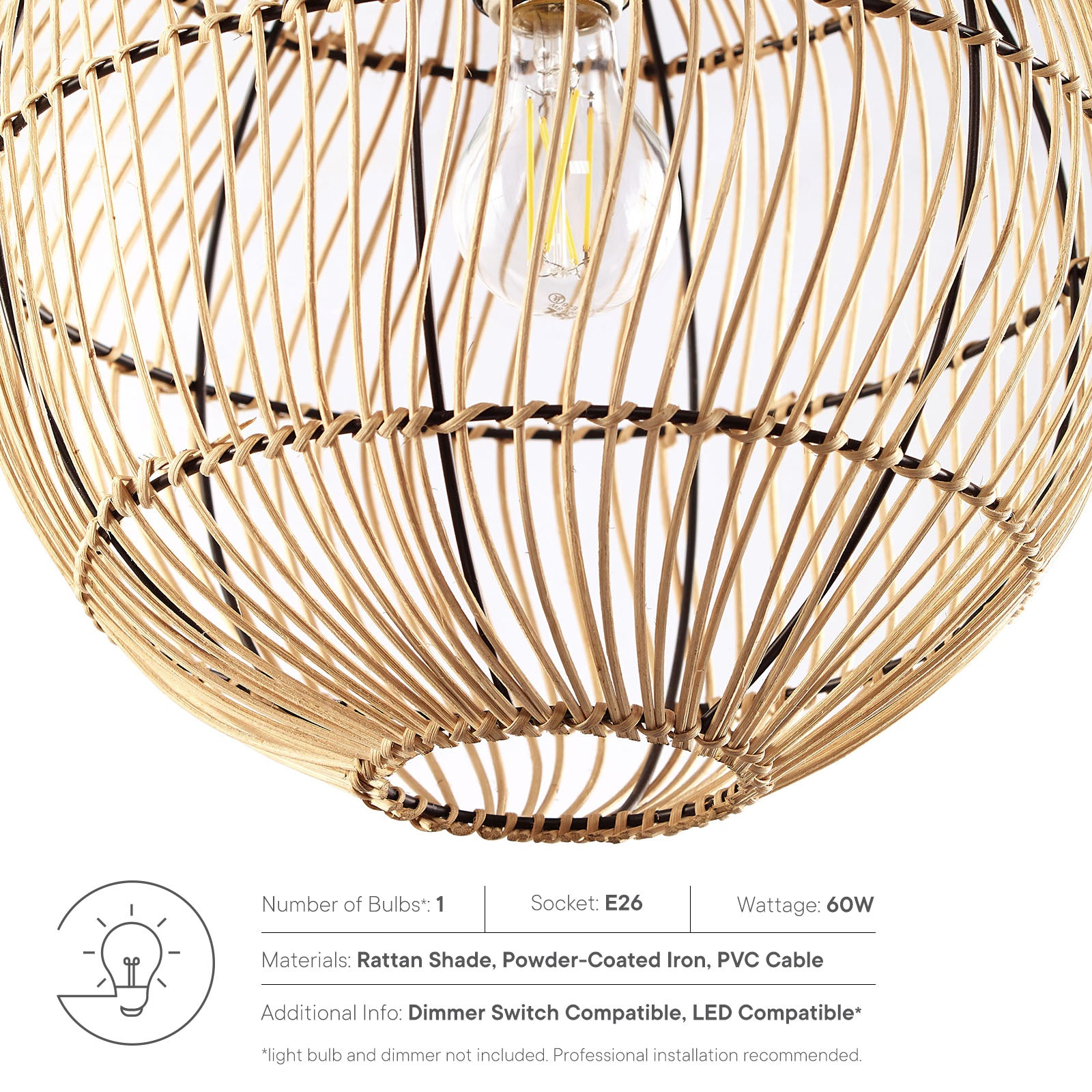 Nurture Rattan Pendant Light-Ceiling Lamp-Modway-Wall2Wall Furnishings