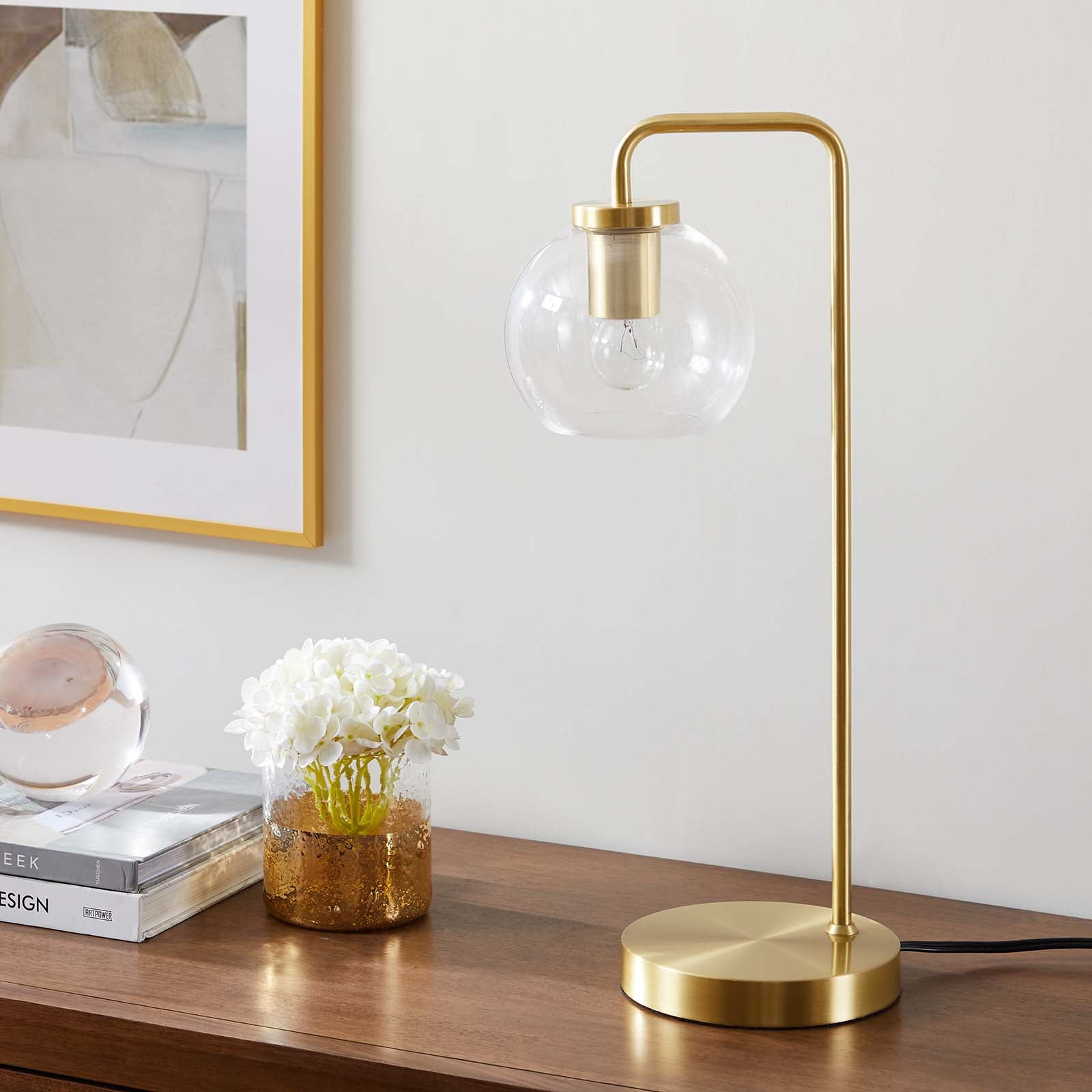 Silo Glass Globe Glass and Metal Table Lamp-Table Lamp-Modway-Wall2Wall Furnishings