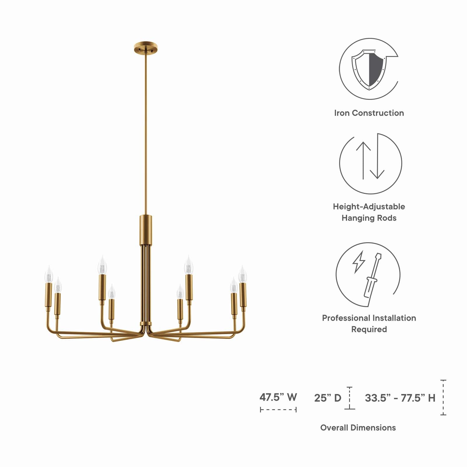 Rekindle 8-Light Chandelier-Ceiling Lamp-Modway-Wall2Wall Furnishings