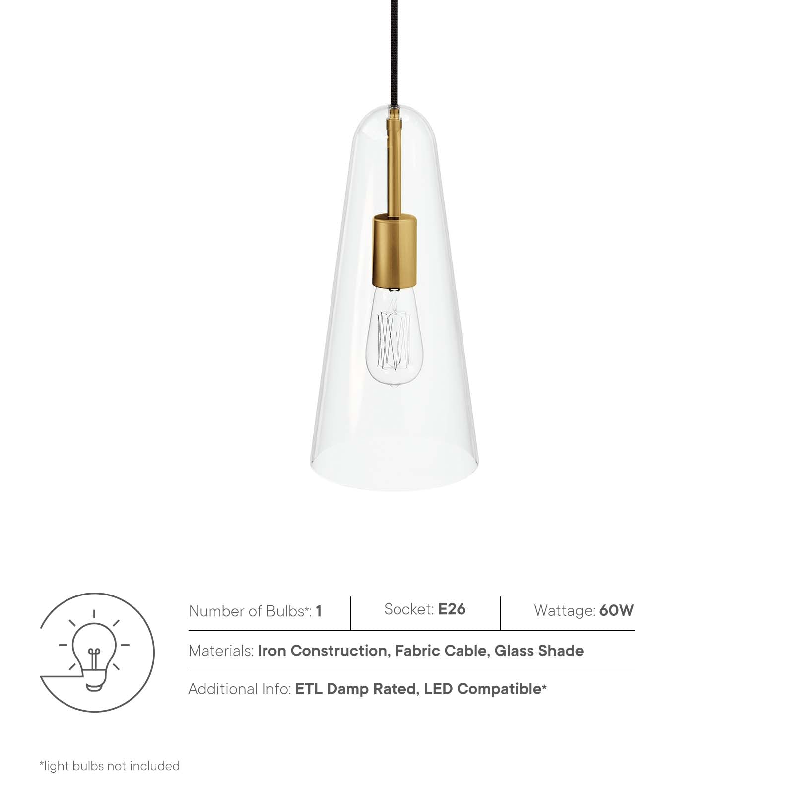 Beacon 1-Light Pendant Light-Ceiling Lamp-Modway-Wall2Wall Furnishings
