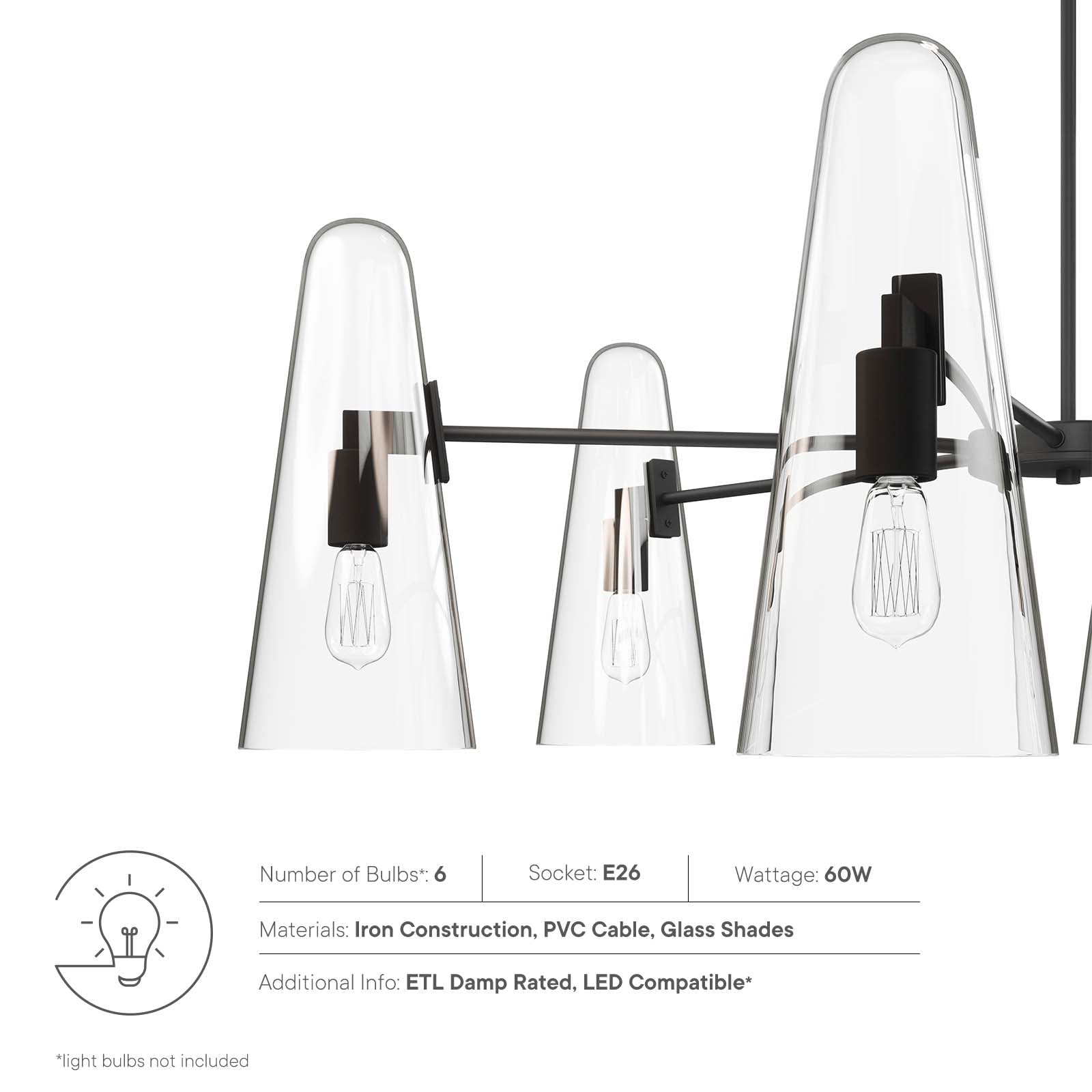 Beacon 6-Light Chandelier-Ceiling Lamp-Modway-Wall2Wall Furnishings