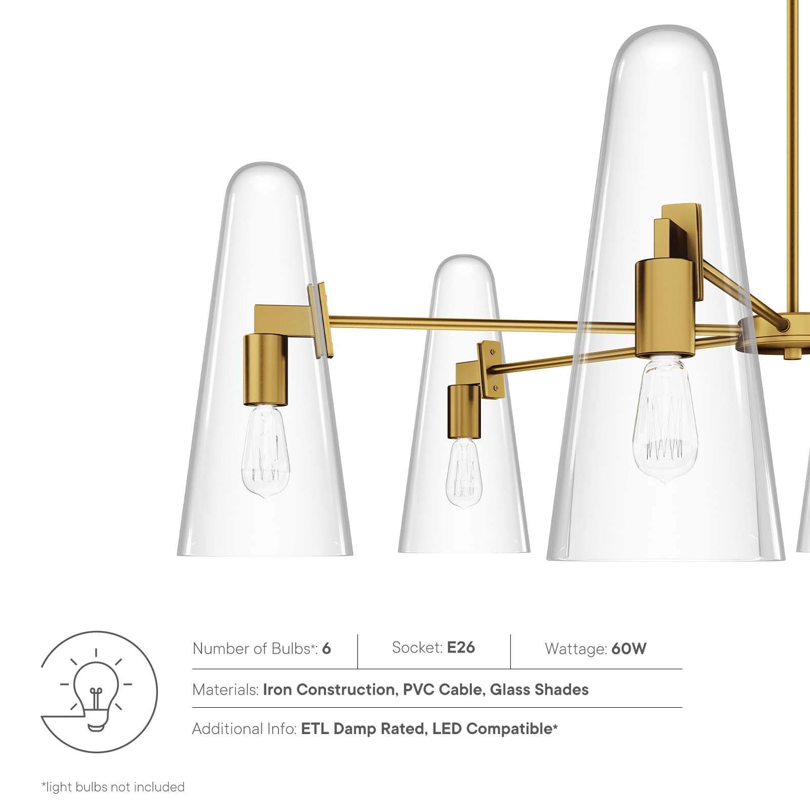 Beacon 6-Light Chandelier-Ceiling Lamp-Modway-Wall2Wall Furnishings