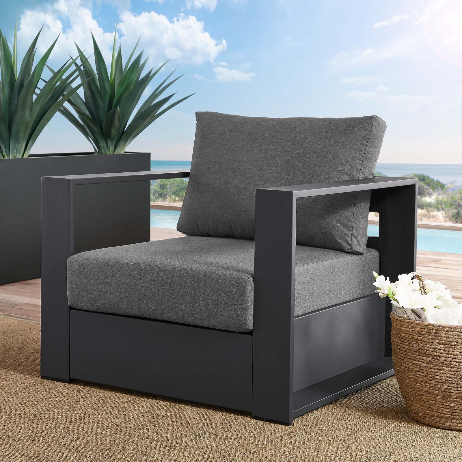 Tahoe Outdoor Patio Powder-Coated Aluminum Armchair-Outdoor Chair-Modway-Wall2Wall Furnishings