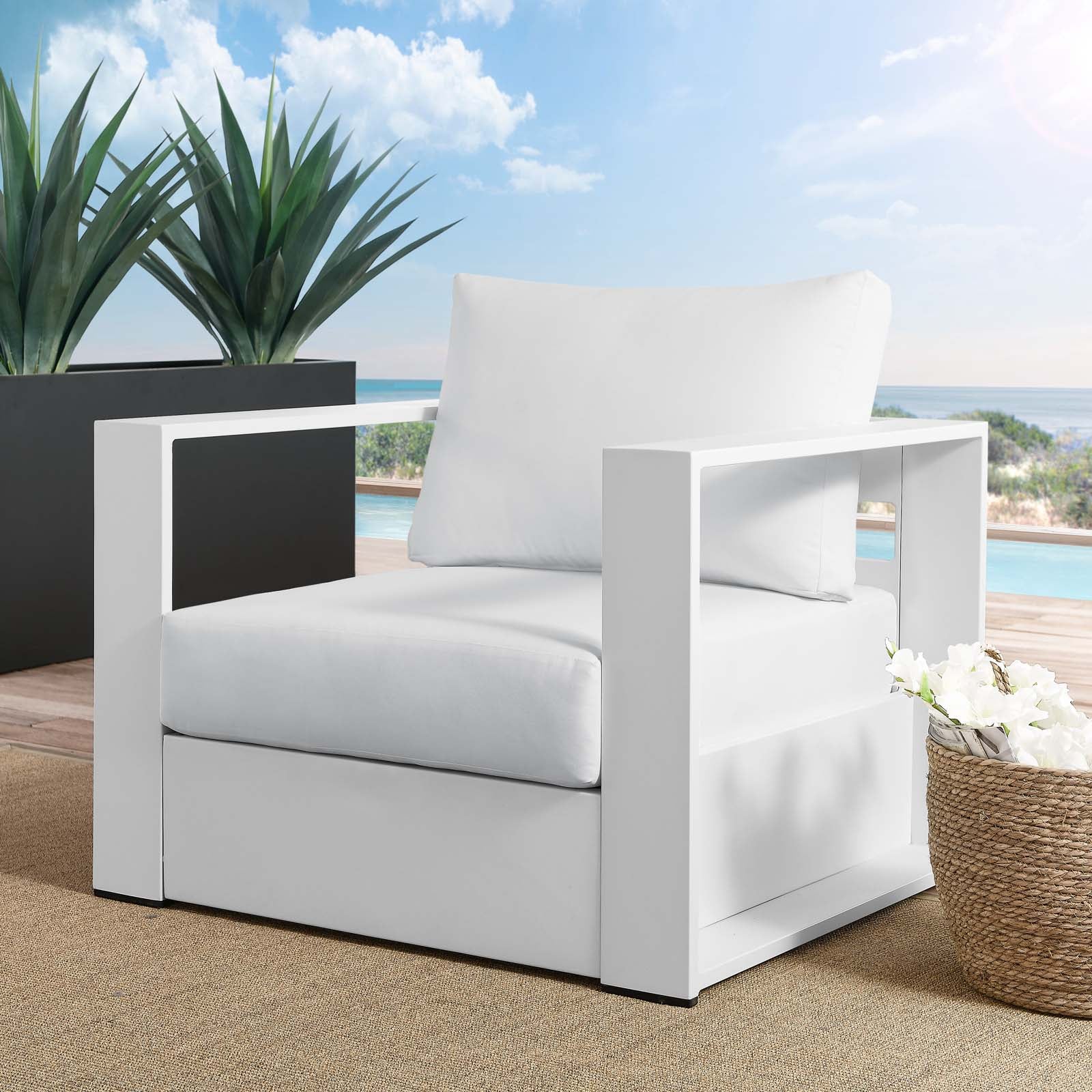 Tahoe Outdoor Patio Powder-Coated Aluminum Armchair-Outdoor Chair-Modway-Wall2Wall Furnishings