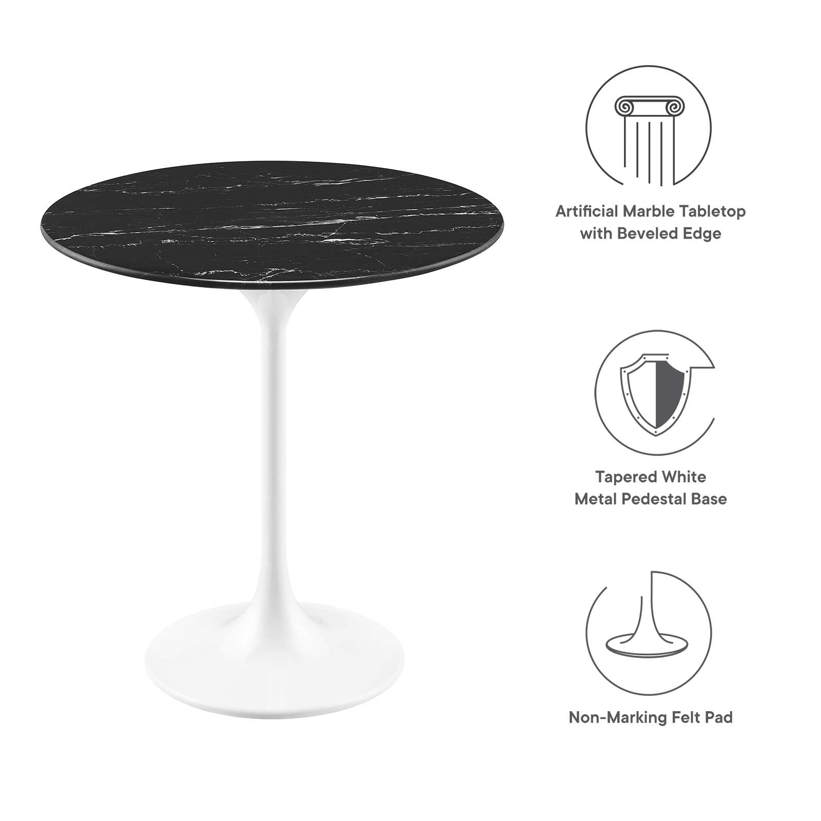 Lippa 20" Round Artificial Marble Side Table-Side Table-Modway-Wall2Wall Furnishings