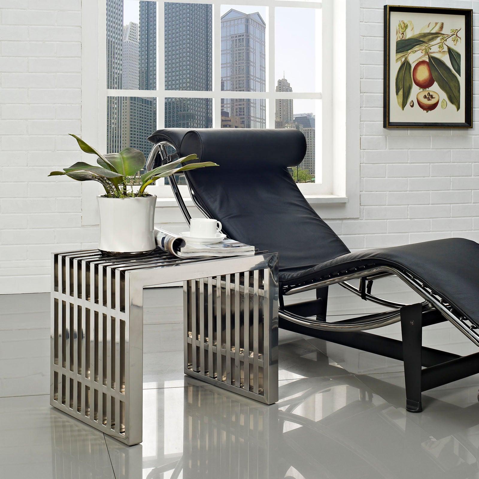 Gridiron Small Stainless Steel Bench-Bench-Modway-Wall2Wall Furnishings