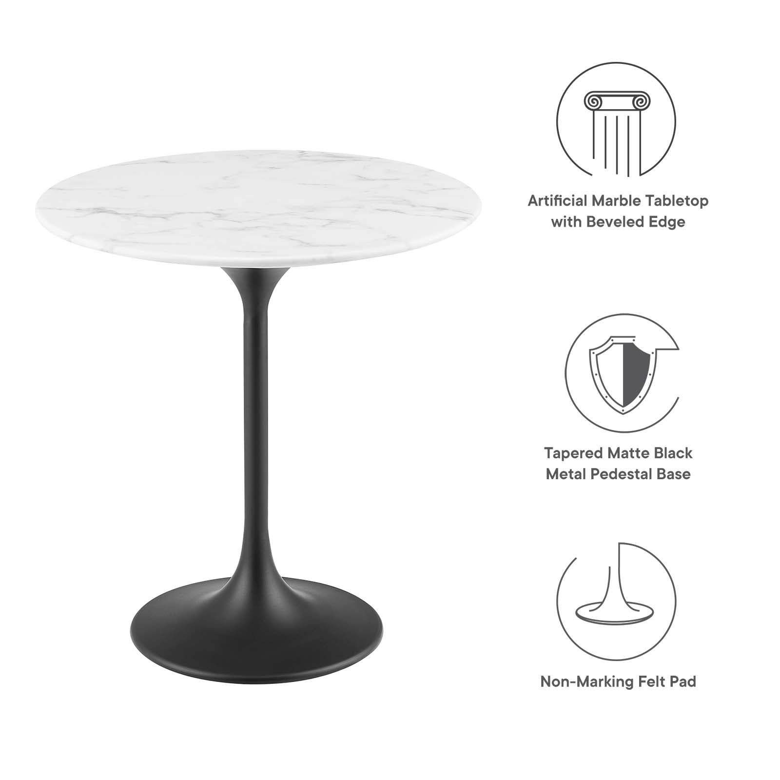 Lippa 20" Round Artificial Marble Side Table-Side Table-Modway-Wall2Wall Furnishings