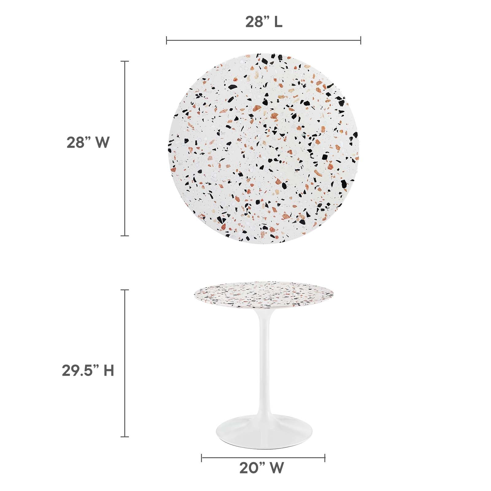 Lippa 28" Round Terrazzo Dining Table-Dining Table-Modway-Wall2Wall Furnishings