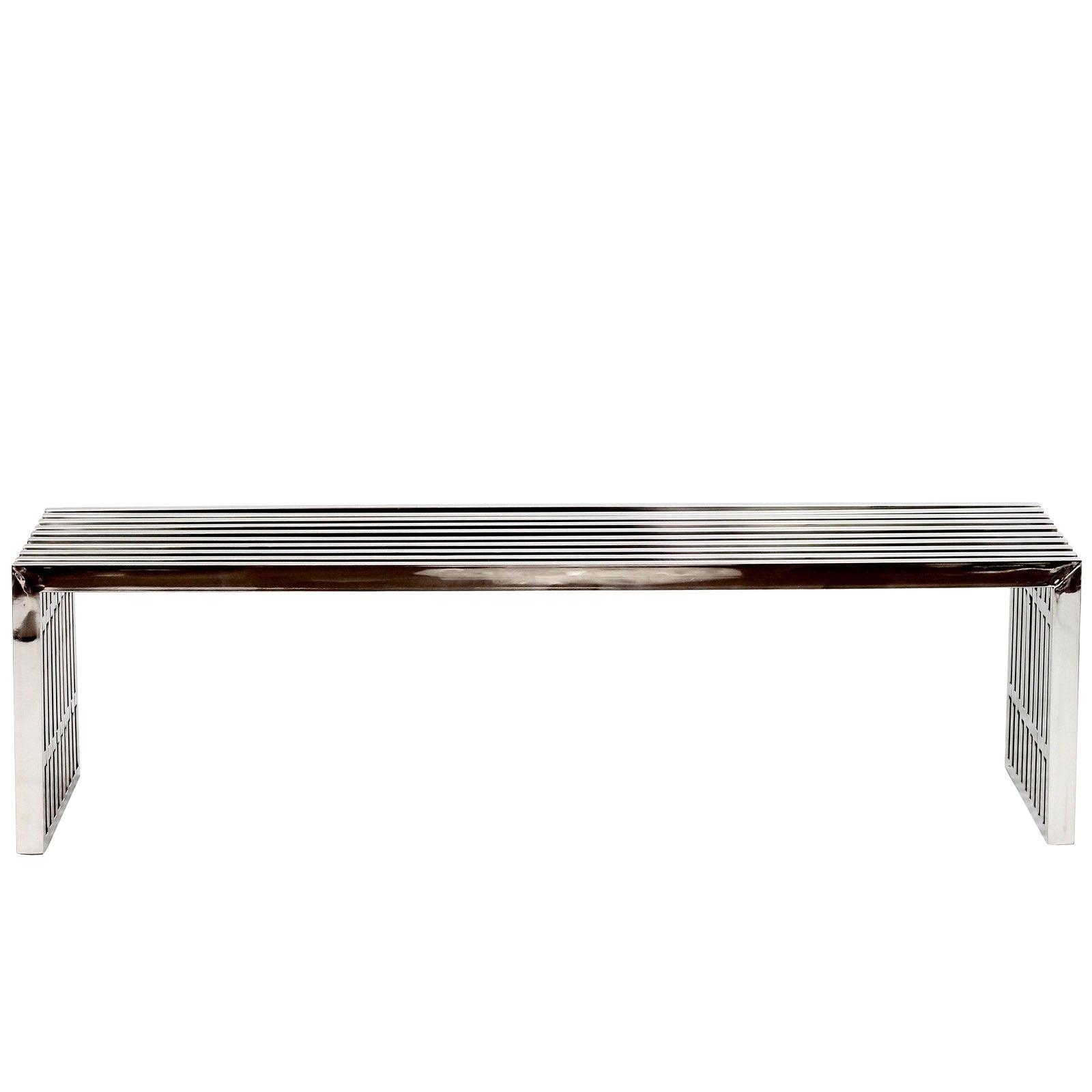 Gridiron Large Stainless Steel Bench-Bench-Modway-Wall2Wall Furnishings