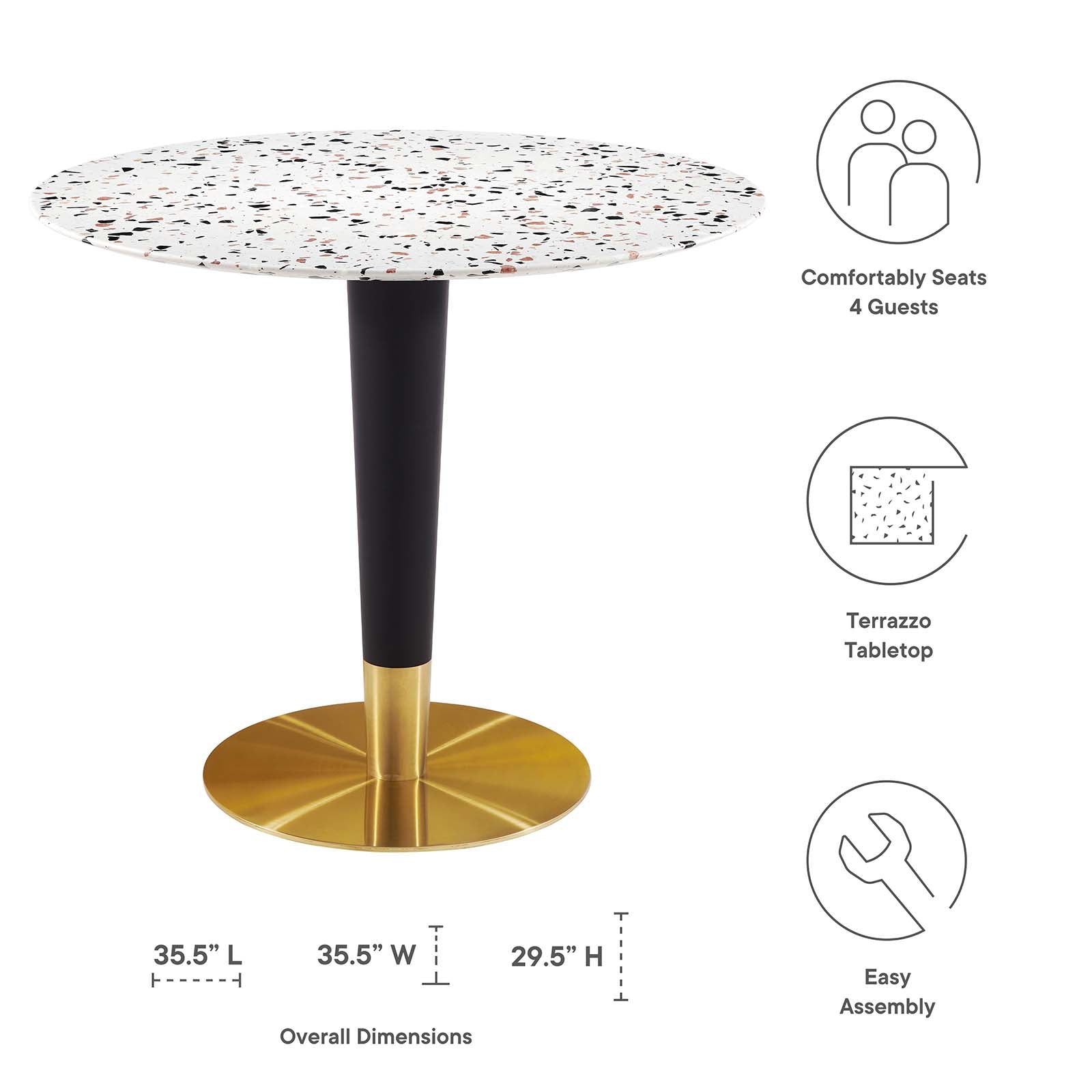 Zinque 36" Round Terrazzo Dining Table-Dining Table-Modway-Wall2Wall Furnishings