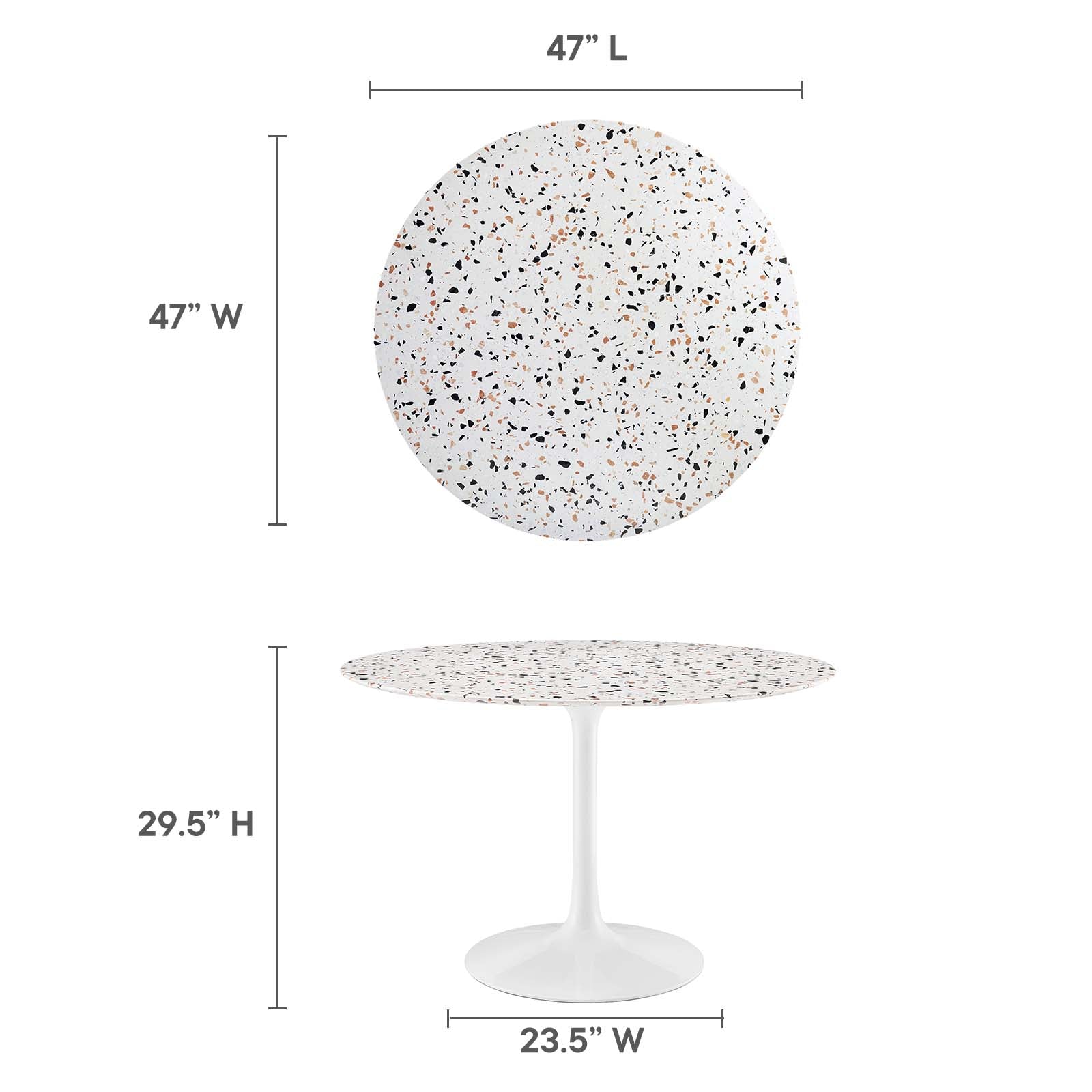 Lippa 47" Round Terrazzo Dining Table-Dining Table-Modway-Wall2Wall Furnishings