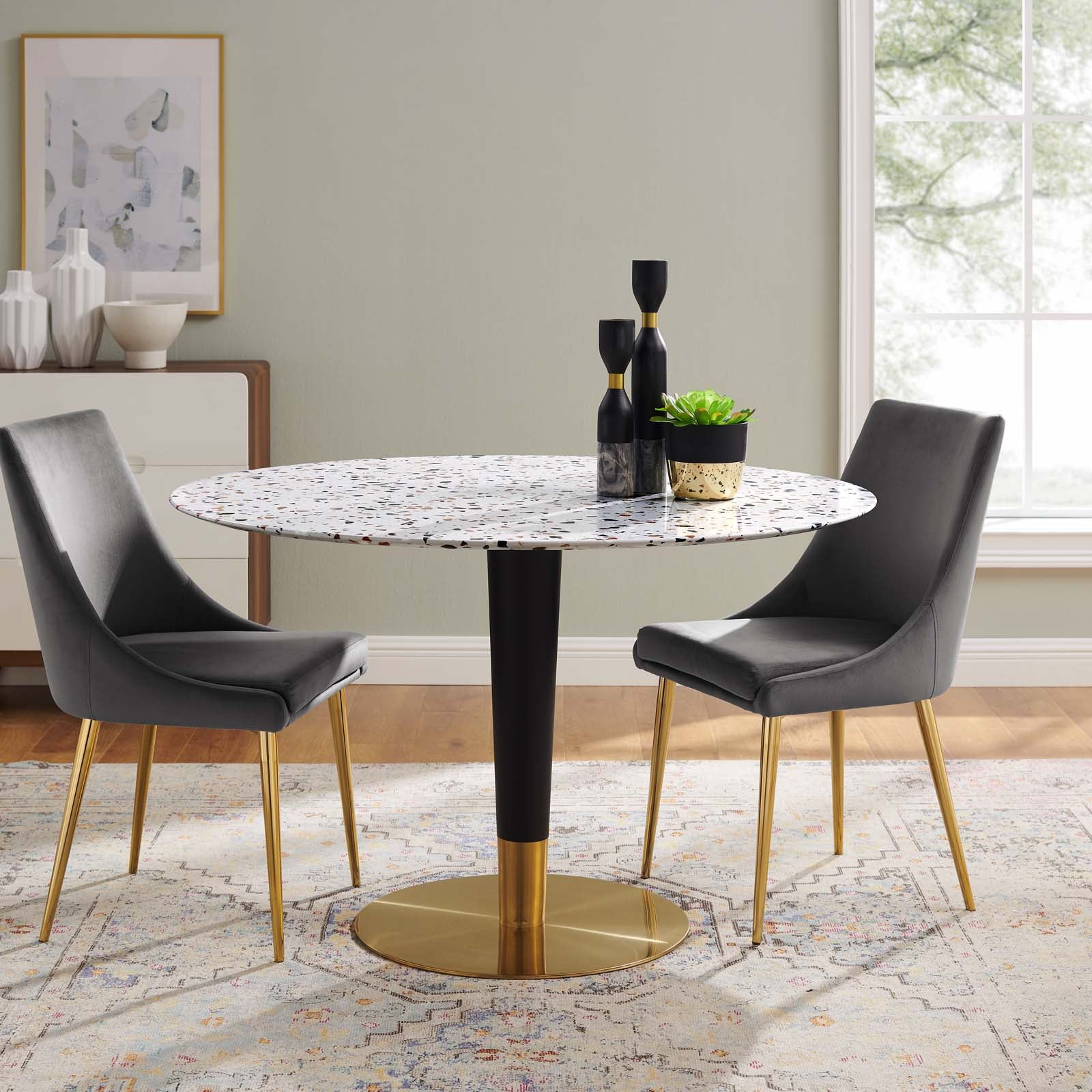 Zinque 47" Round Terrazzo Dining Table-Dining Table-Modway-Wall2Wall Furnishings