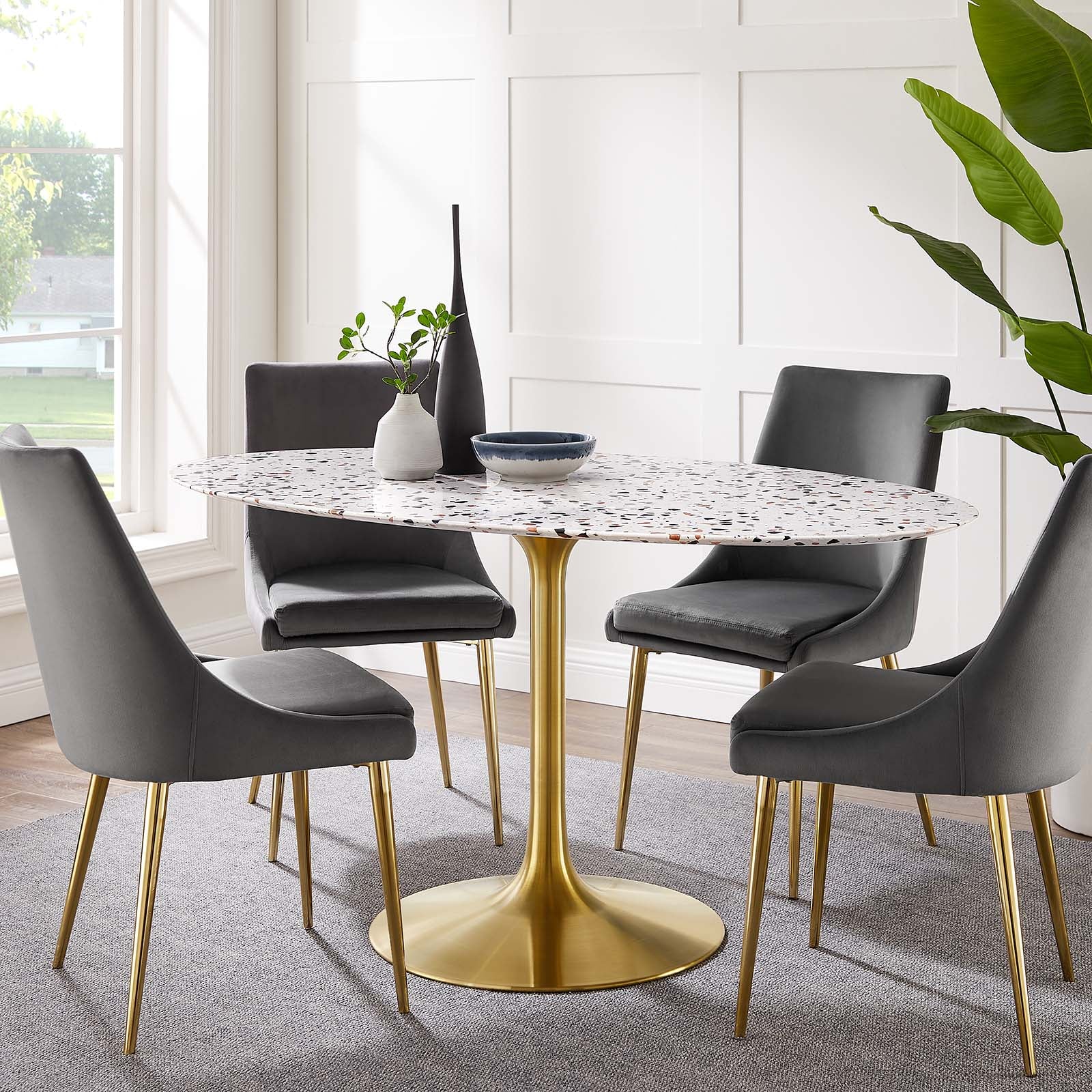 Lippa 60" Oval Terrazzo Dining Table-Dining Table-Modway-Wall2Wall Furnishings