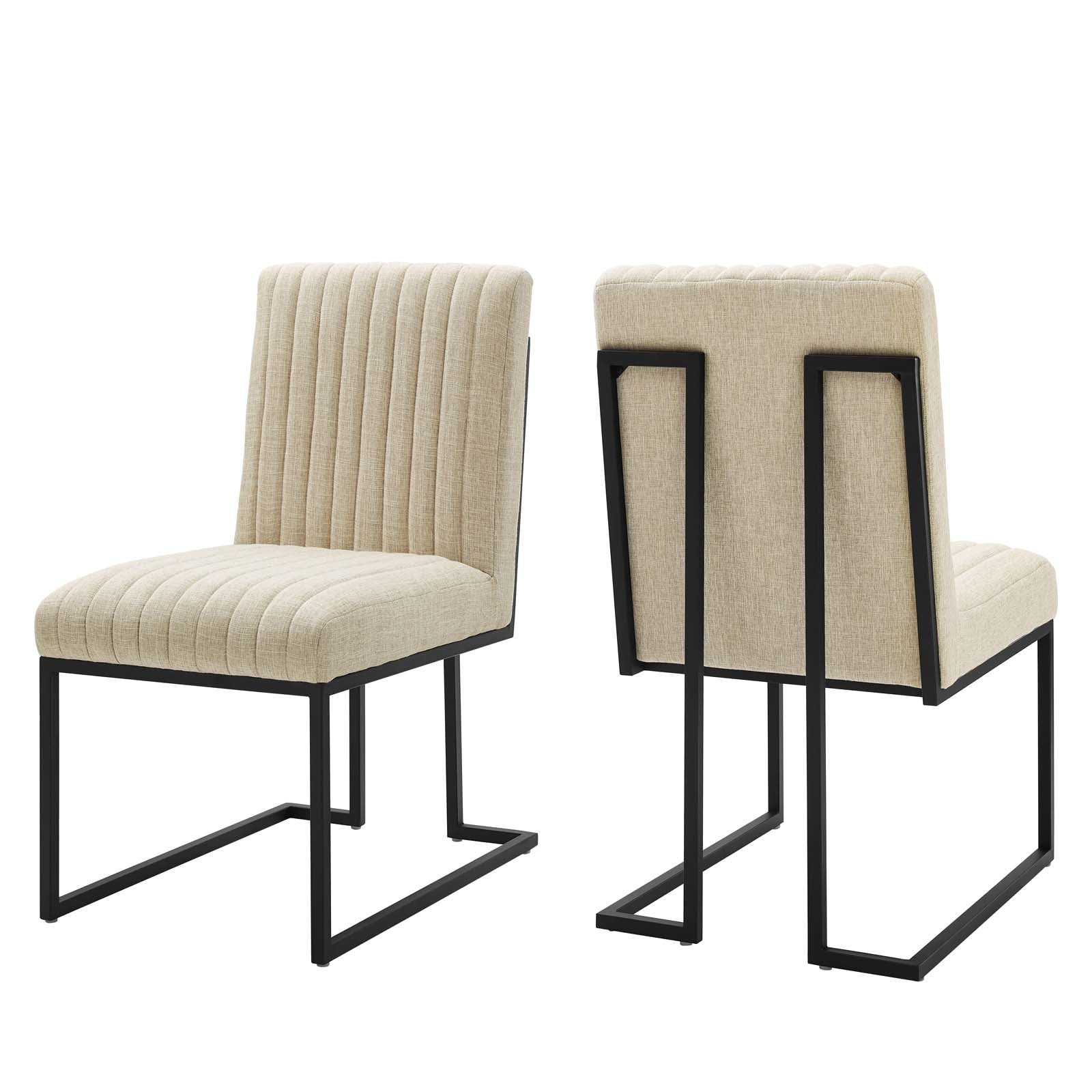 Indulge Channel Tufted Fabric Dining Chairs - Set of 2-Dining Chair-Modway-Wall2Wall Furnishings