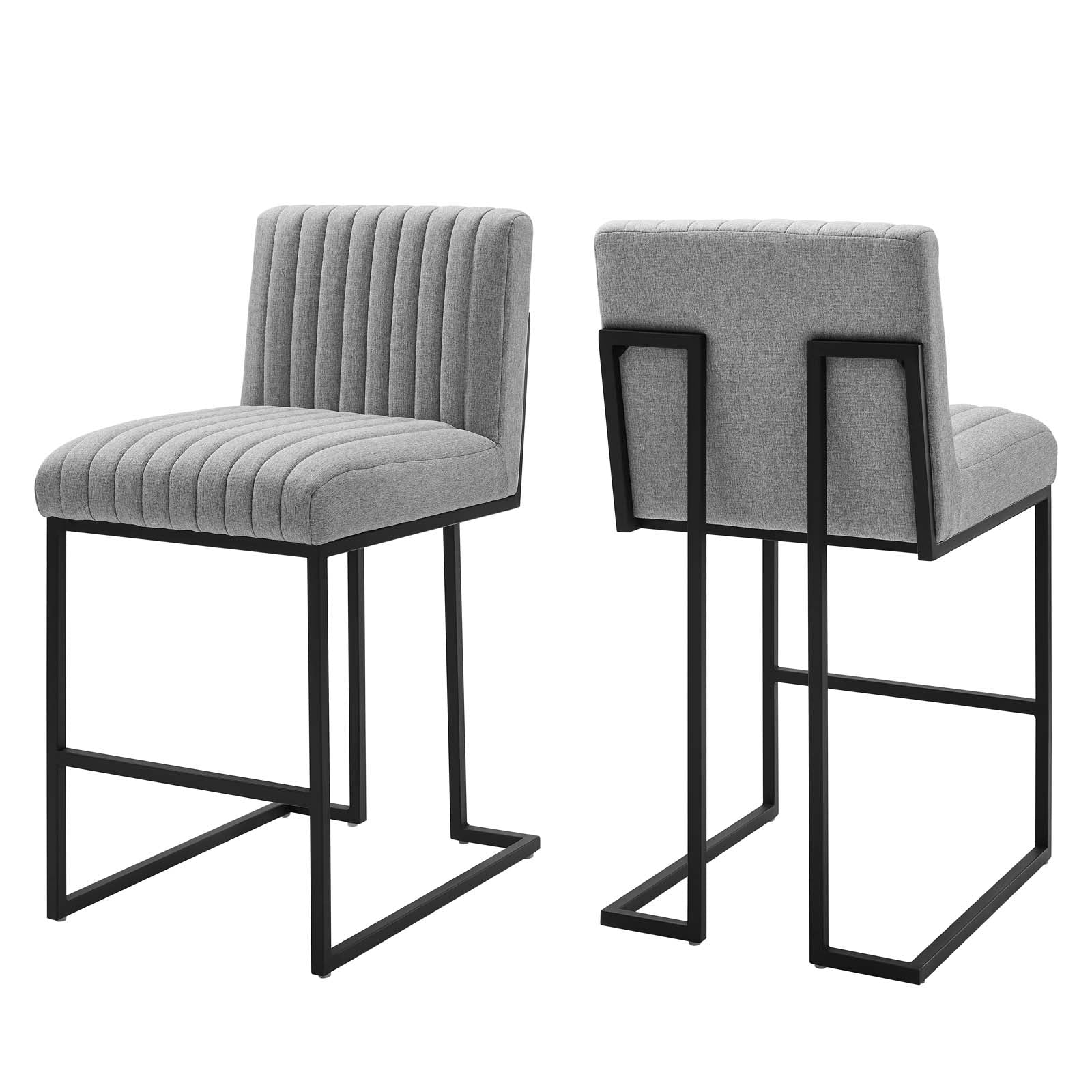 Indulge Channel Tufted Fabric Counter Stools - Set of 2-Counter Stool-Modway-Wall2Wall Furnishings