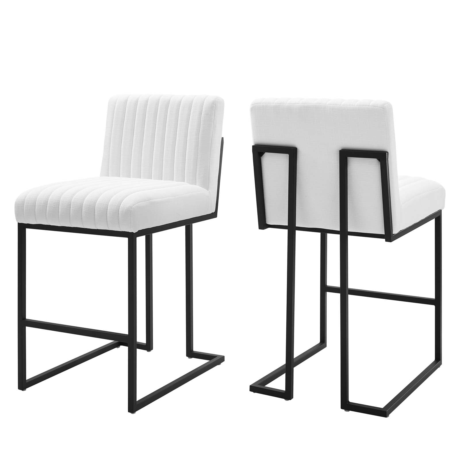 Indulge Channel Tufted Fabric Counter Stools - Set of 2-Counter Stool-Modway-Wall2Wall Furnishings