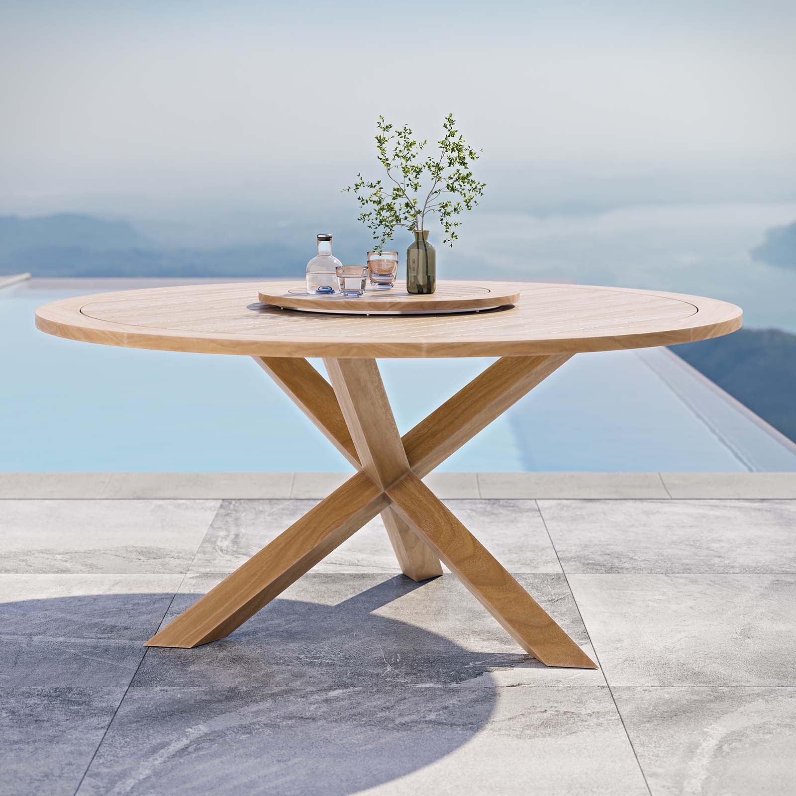 Wellspring 63" Outdoor Patio Teak Wood Dining Table-Outdoor Dining Table-Modway-Wall2Wall Furnishings