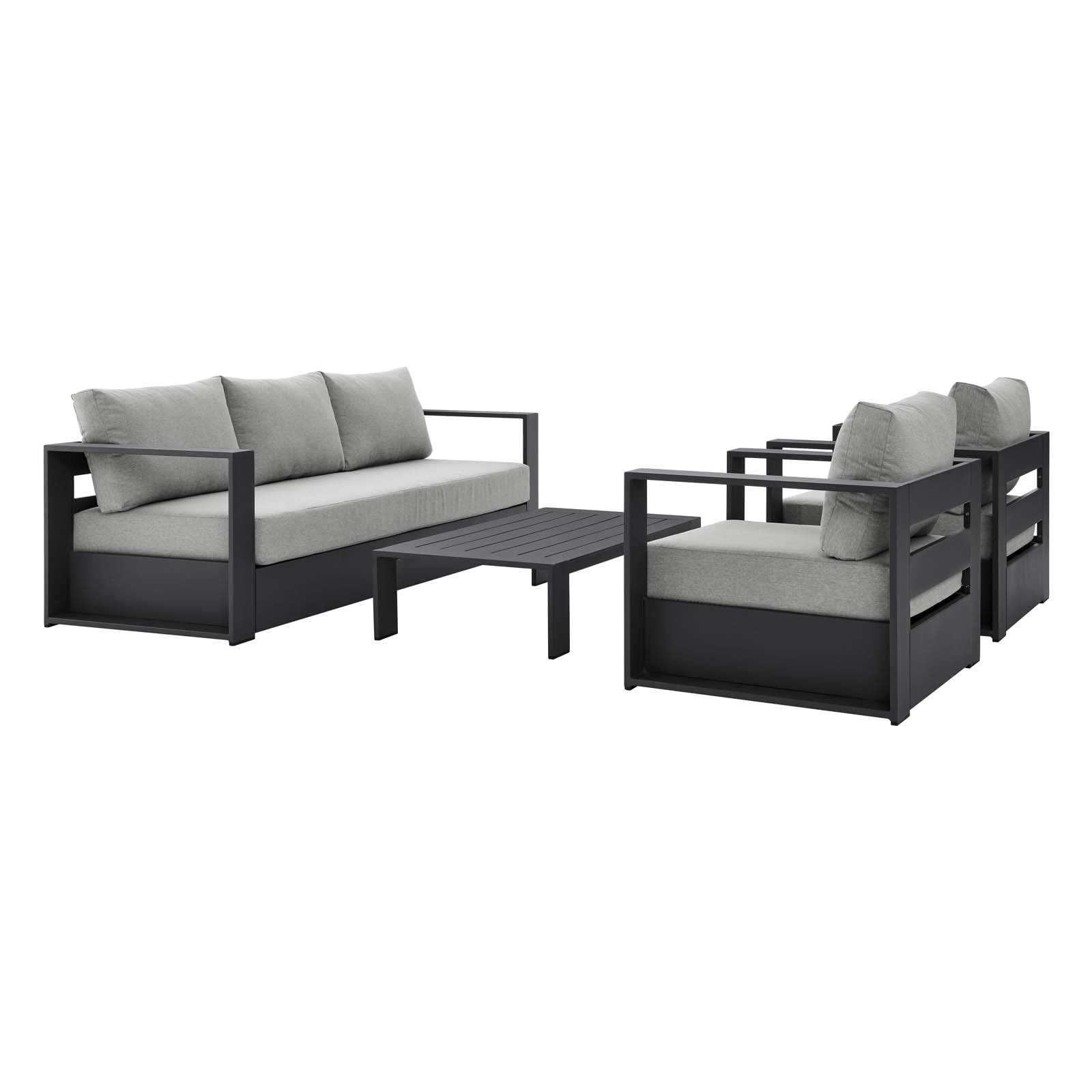 Tahoe Outdoor Patio Powder-Coated Aluminum 4-Piece Set-Outdoor Set-Modway-Wall2Wall Furnishings