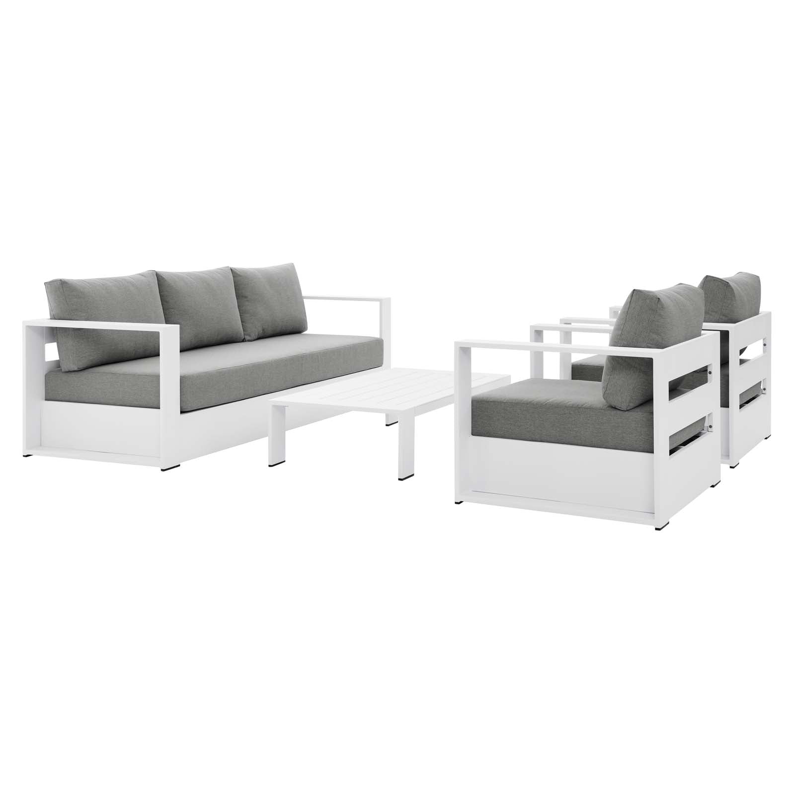 Tahoe Outdoor Patio Powder-Coated Aluminum 4-Piece Set-Outdoor Set-Modway-Wall2Wall Furnishings