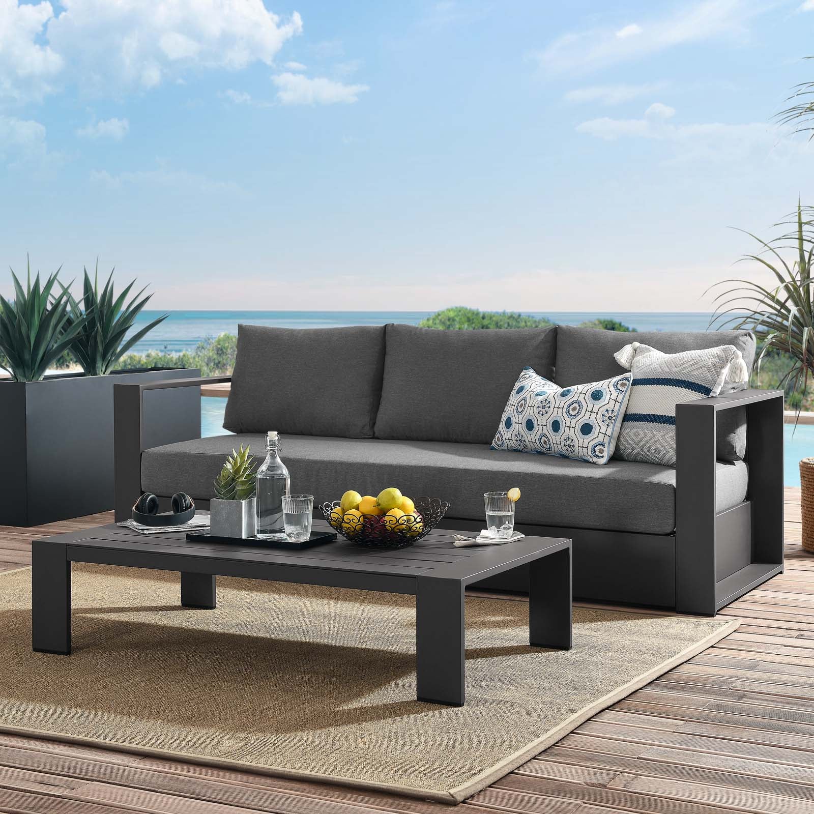 Tahoe Outdoor Patio Powder-Coated Aluminum 2-Piece Set-Outdoor Set-Modway-Wall2Wall Furnishings