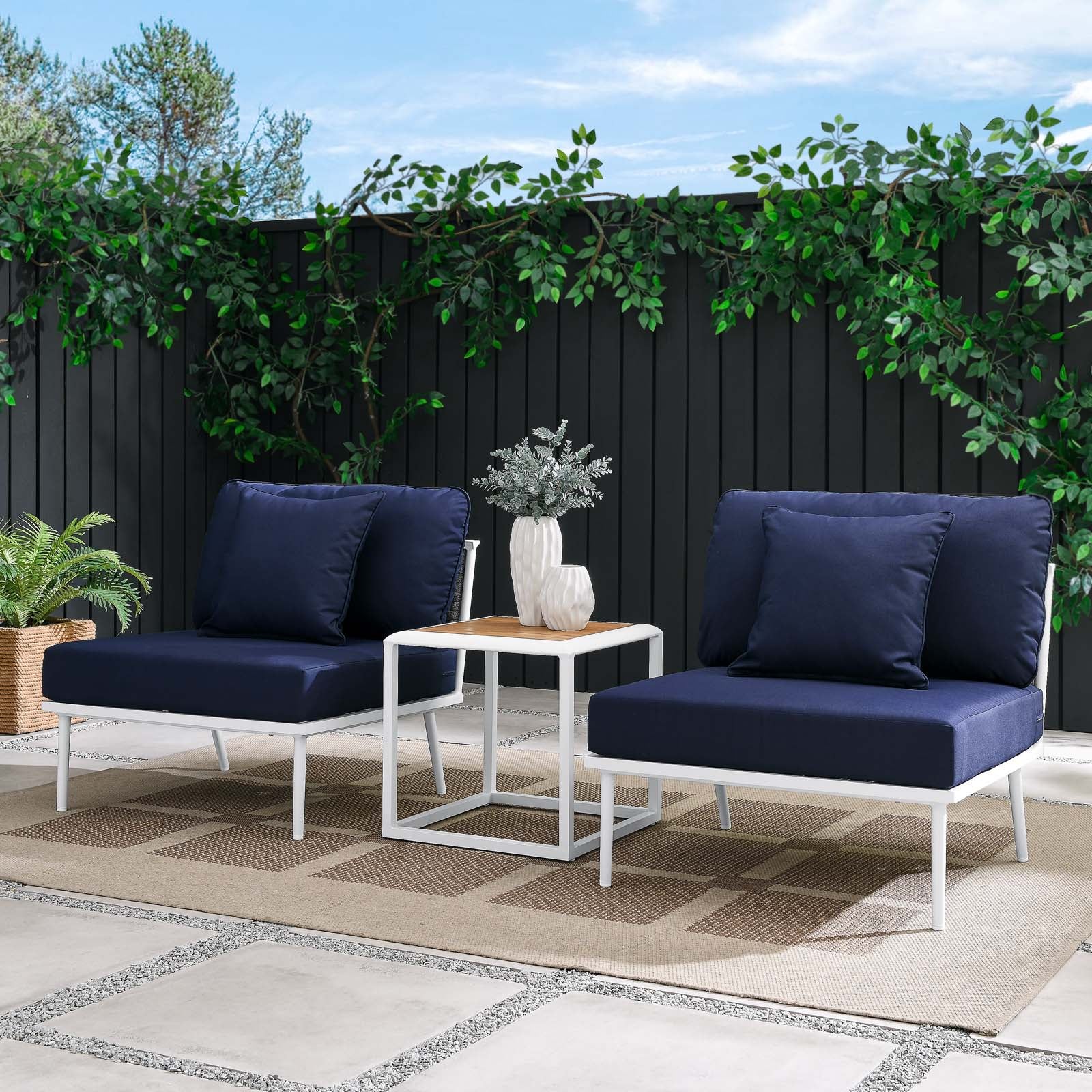 Stance 3 Piece Outdoor Patio Aluminum Set-Outdoor Set-Modway-Wall2Wall Furnishings