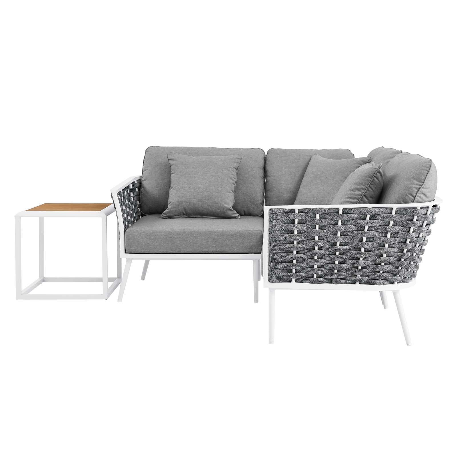 Stance 4 Piece Outdoor Patio Aluminum Sectional Sofa Set-Outdoor Set-Modway-Wall2Wall Furnishings