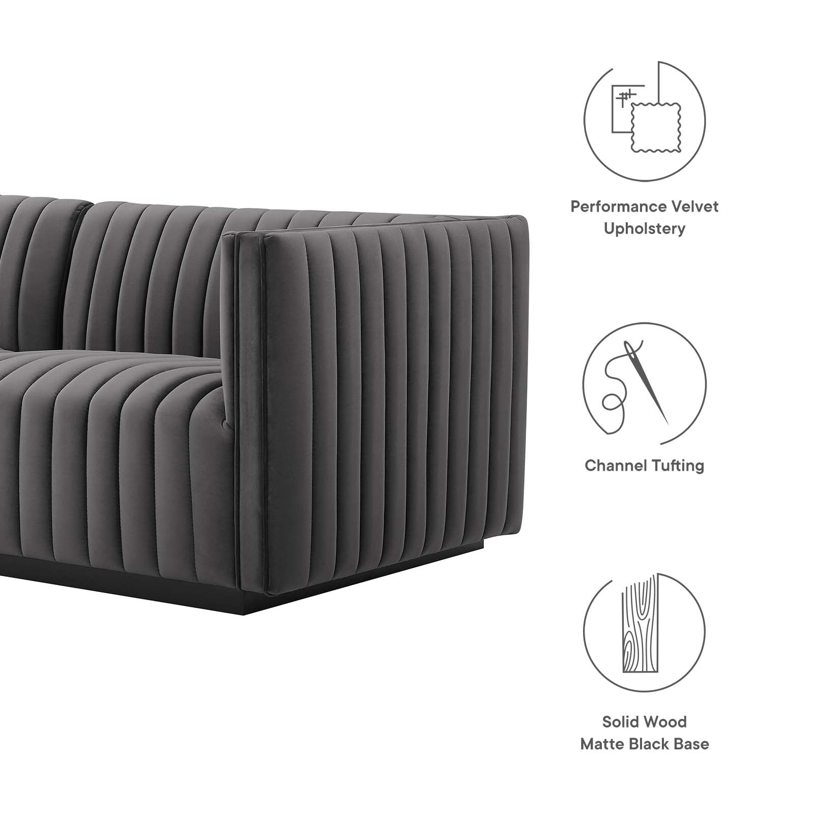 Conjure Channel Tufted Performance Velvet Sofa-Sofa-Modway-Wall2Wall Furnishings