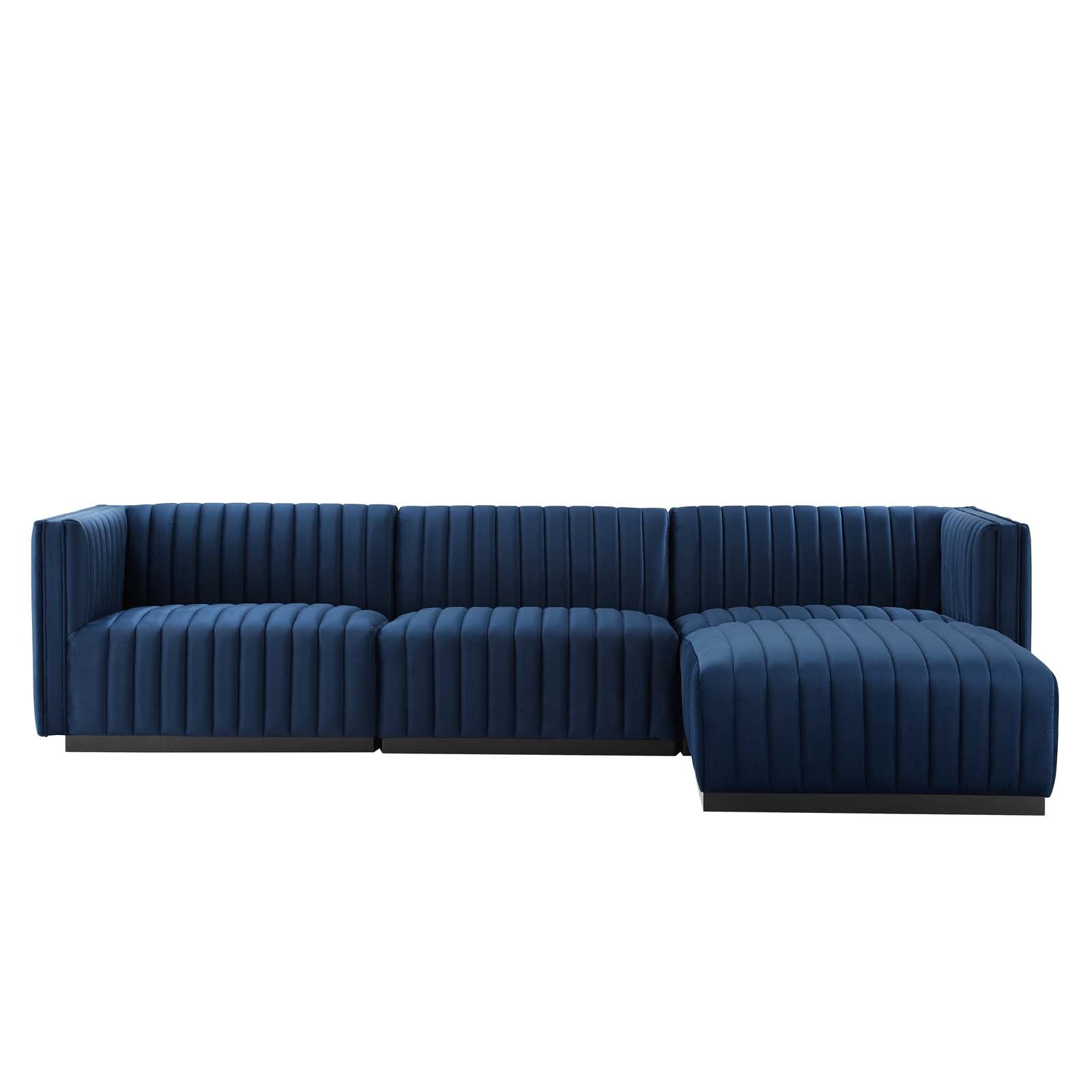 Conjure Channel Tufted Performance Velvet 4-Piece Sectional-Sectional-Modway-Wall2Wall Furnishings