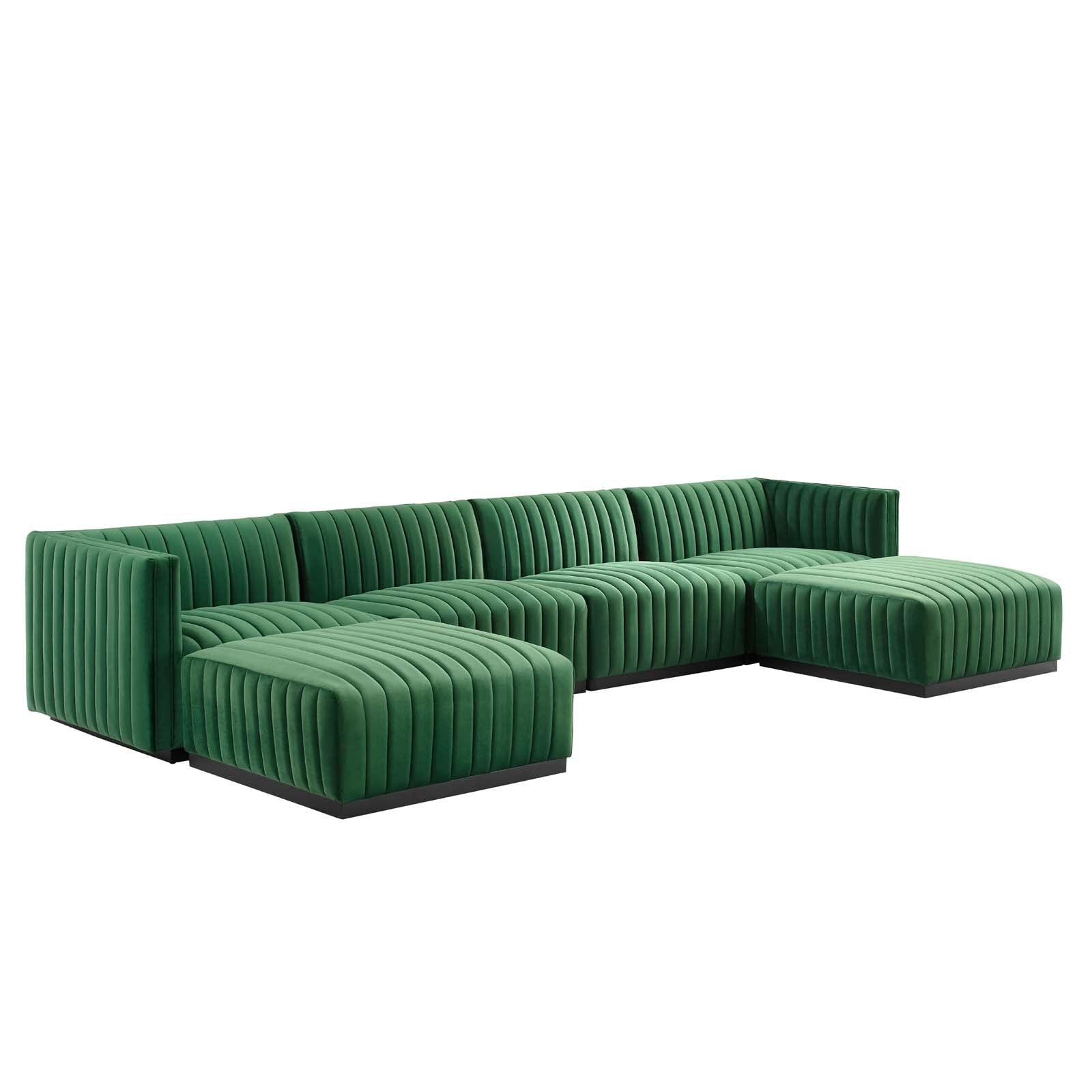 Conjure Channel Tufted Performance Velvet 6-Piece Sectional-Sectional-Modway-Wall2Wall Furnishings