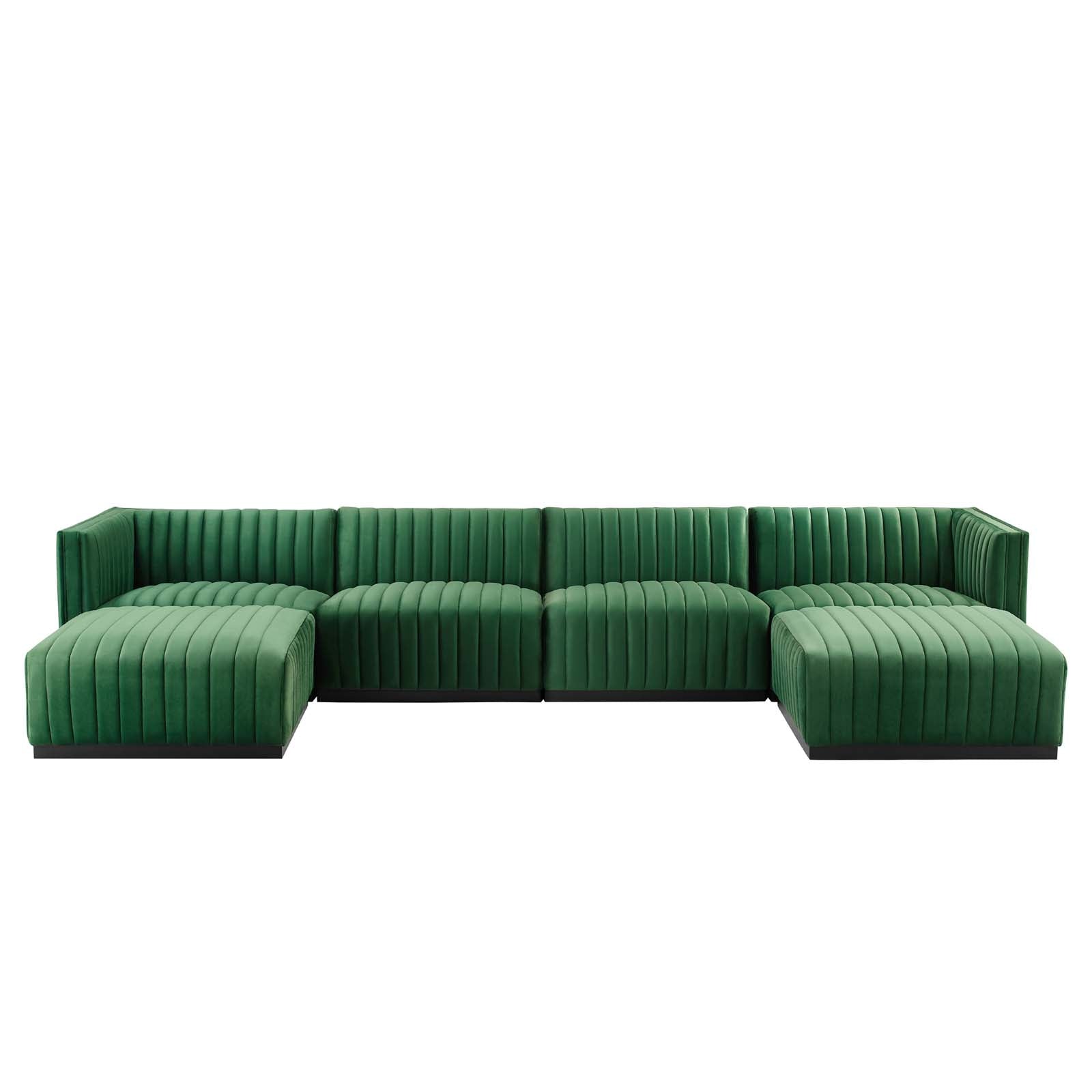 Conjure Channel Tufted Performance Velvet 6-Piece Sectional-Sectional-Modway-Wall2Wall Furnishings