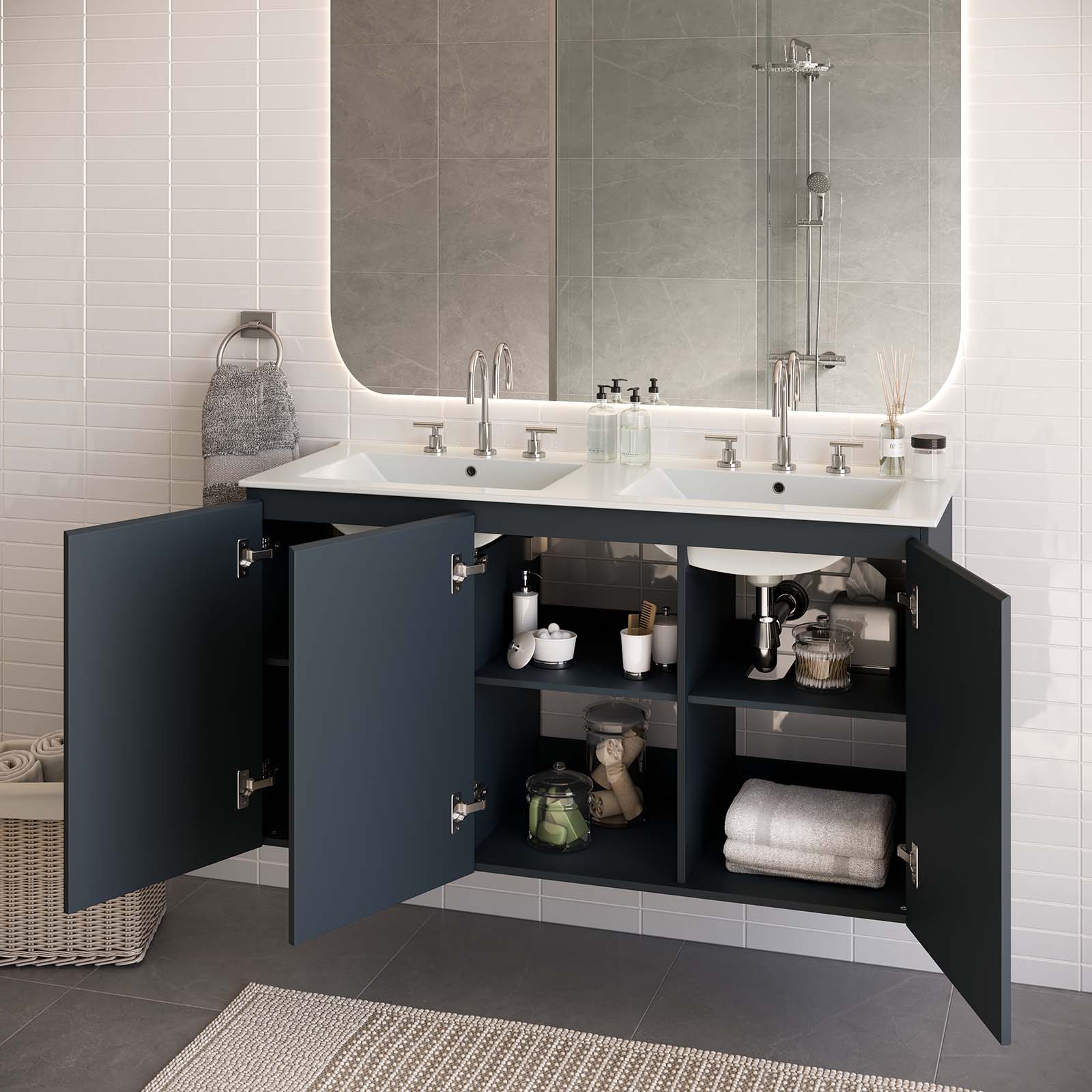 Bryn 48" Wall-Mount Double Sink Bathroom Vanity-Bathroom Vanity-Modway-Wall2Wall Furnishings