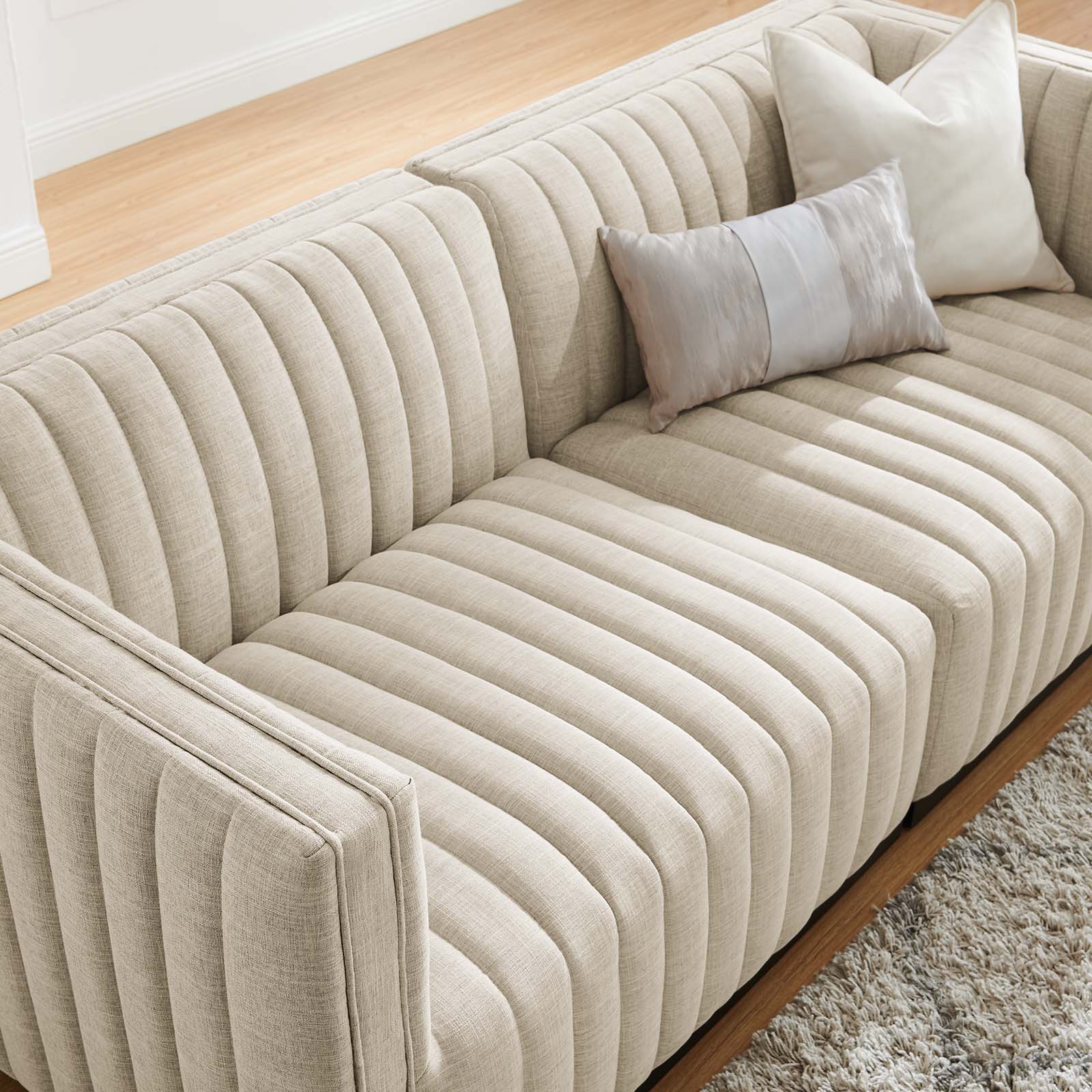 Conjure Channel Tufted Upholstered Fabric Loveseat-Loveseat-Modway-Wall2Wall Furnishings