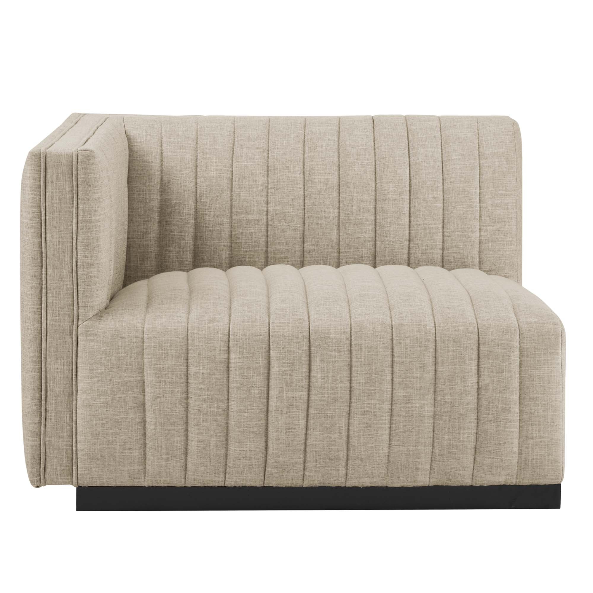 Conjure 4-Piece Channel Tufted Upholstered Fabric Sectional Sofa