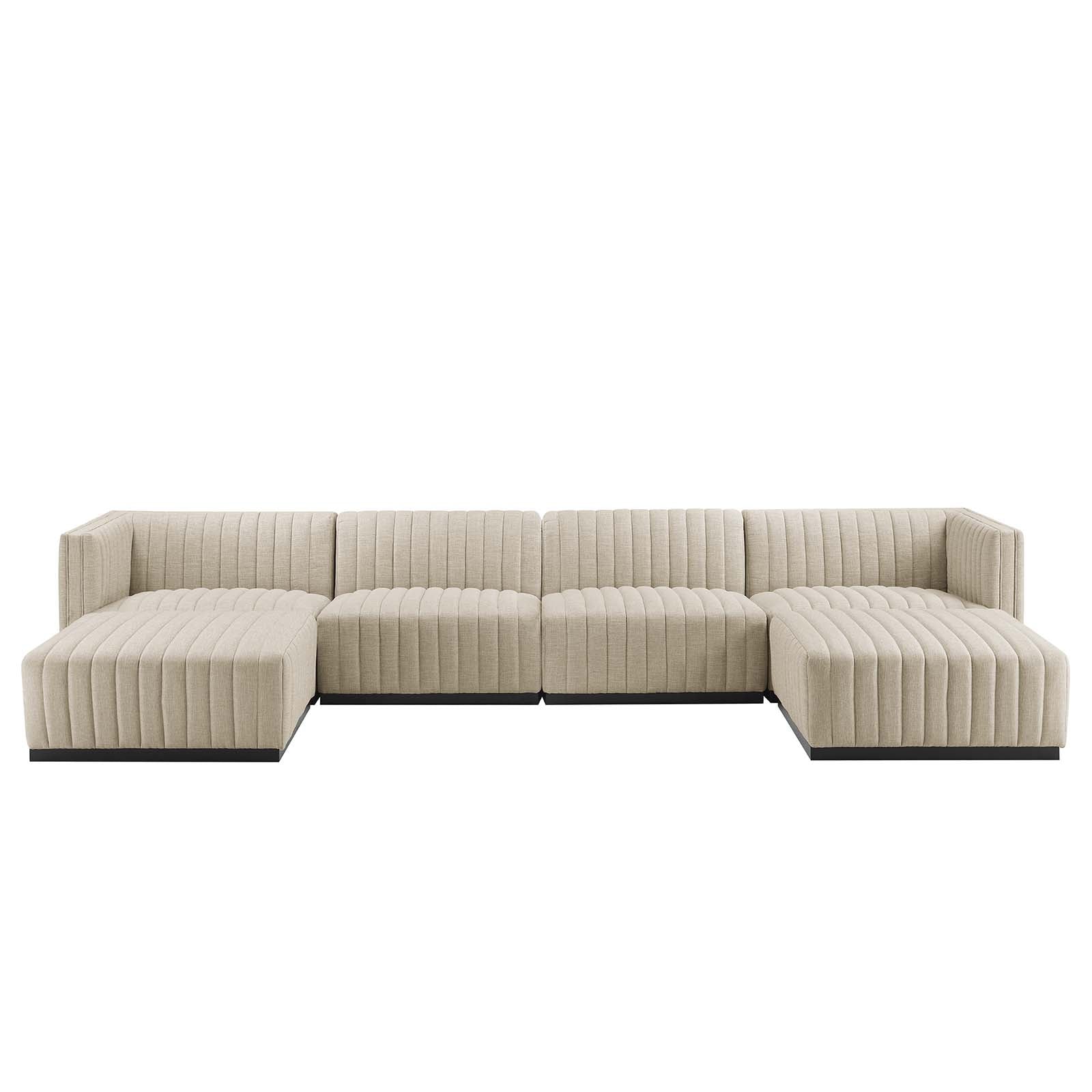 Conjure Channel Tufted Upholstered Fabric 6-Piece Sectional Sofa-Sectional-Modway-Wall2Wall Furnishings