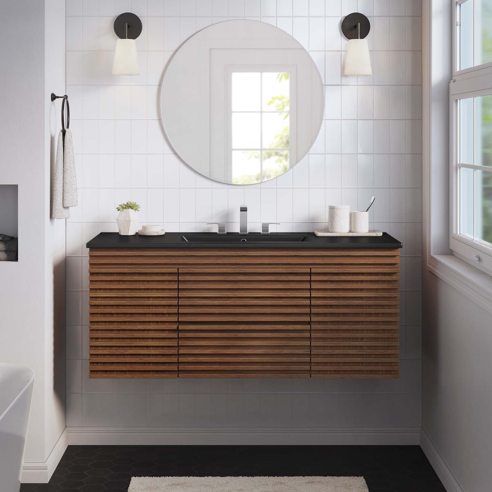 Render 48" Wall-Mount Bathroom Vanity-Bathroom Vanity-Modway-Wall2Wall Furnishings