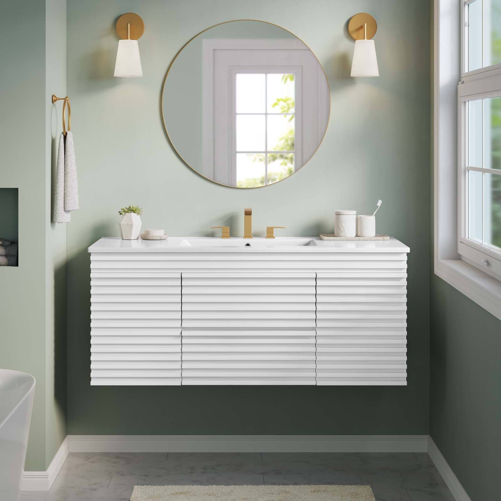 Render 48" Wall-Mount Bathroom Vanity-Bathroom Vanity-Modway-Wall2Wall Furnishings