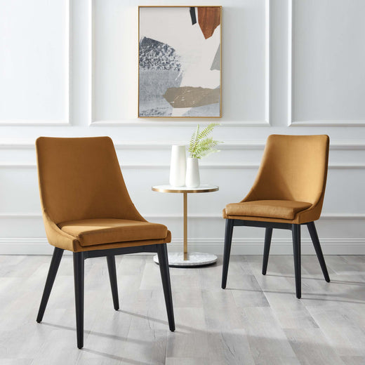Viscount Accent Performance Velvet Dining Chairs Set of 2