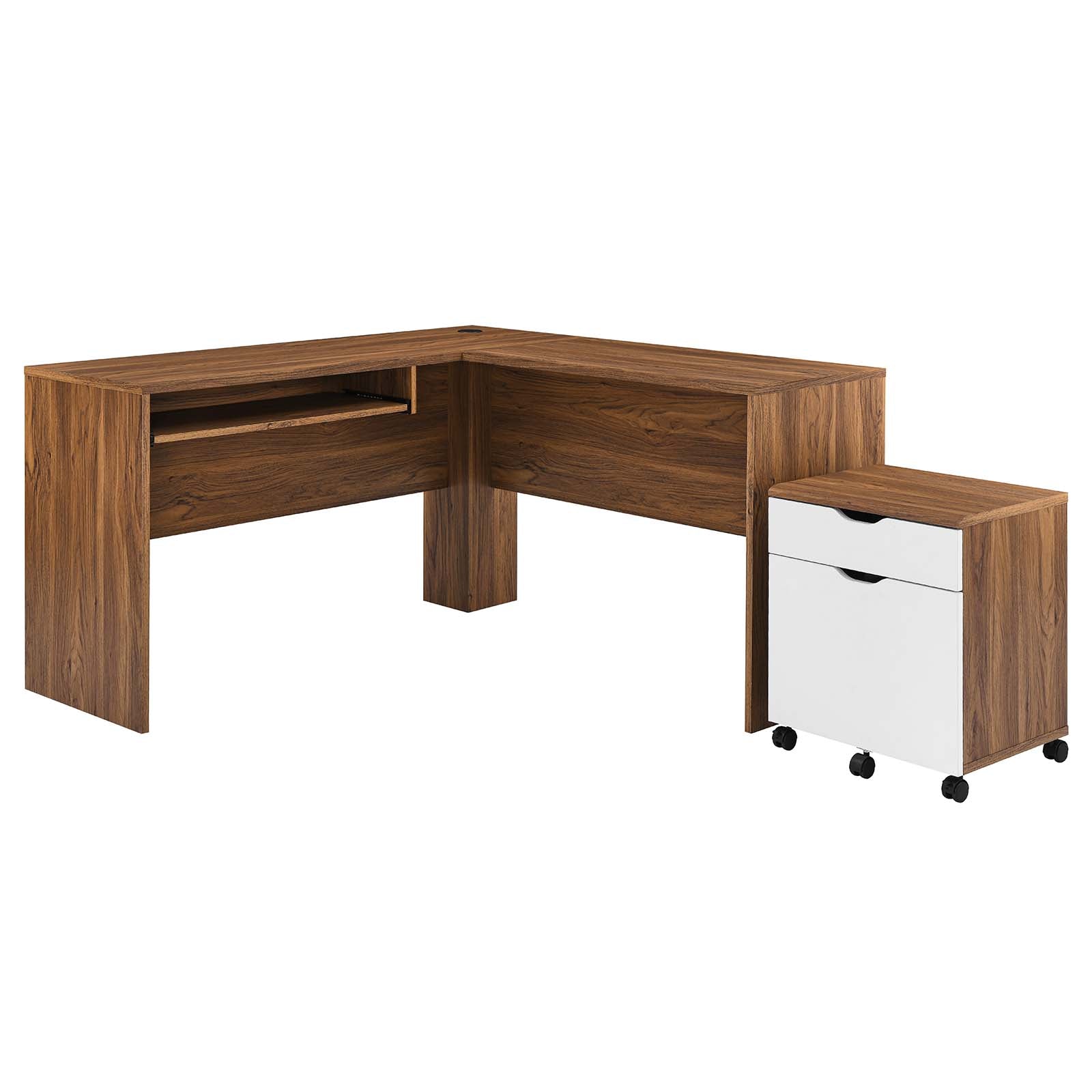 Envision Wood Desk and File Cabinet Set-Desk-Modway-Wall2Wall Furnishings