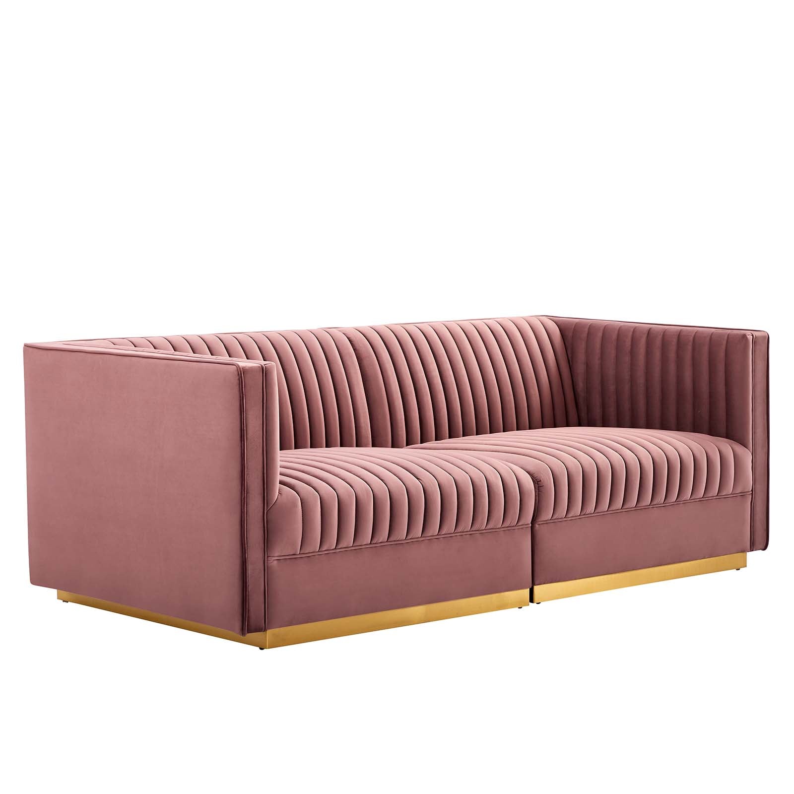 Sanguine Channel Tufted Performance Velvet Modular Sectional Sofa Loveseat-Loveseat-Modway-Wall2Wall Furnishings