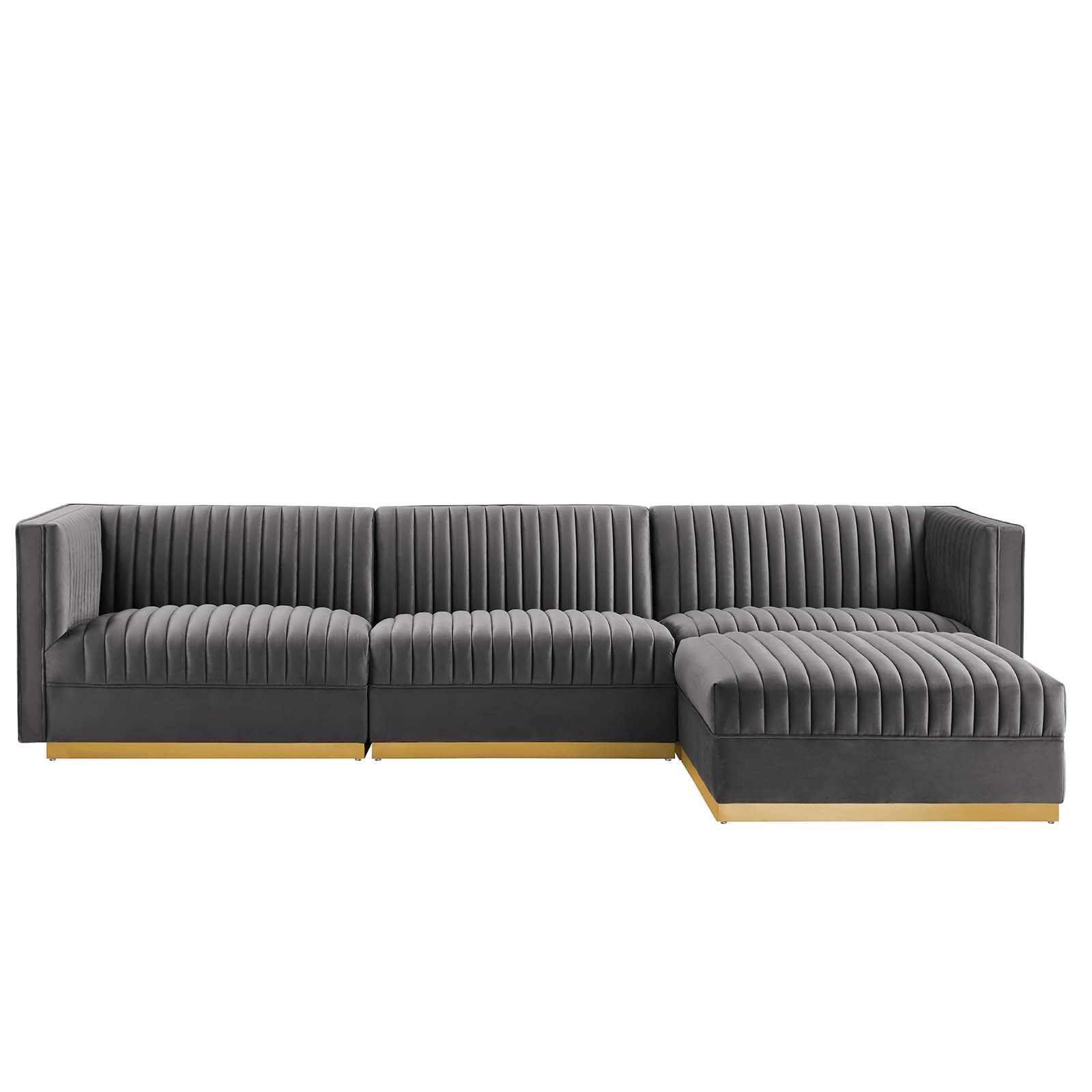 Sanguine Channel Tufted Performance Velvet 4-Piece Modular Sectional Sofa-Sectional-Modway-Wall2Wall Furnishings
