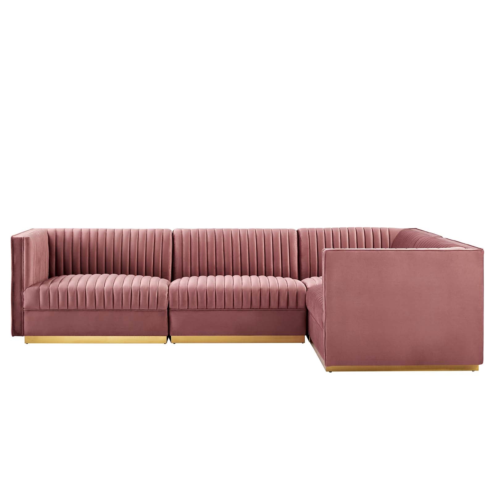 Sanguine Channel Tufted Performance Velvet 4-Piece Right-Facing Modular Sectional Sofa-Sectional-Modway-Wall2Wall Furnishings