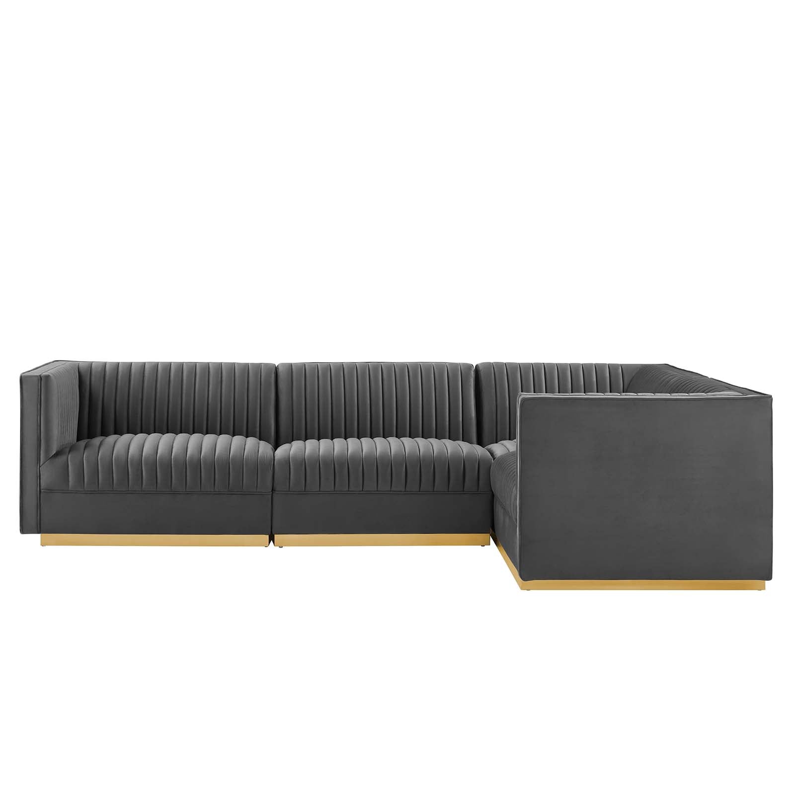 Sanguine Channel Tufted Performance Velvet 4-Piece Right-Facing Modular Sectional Sofa-Sectional-Modway-Wall2Wall Furnishings
