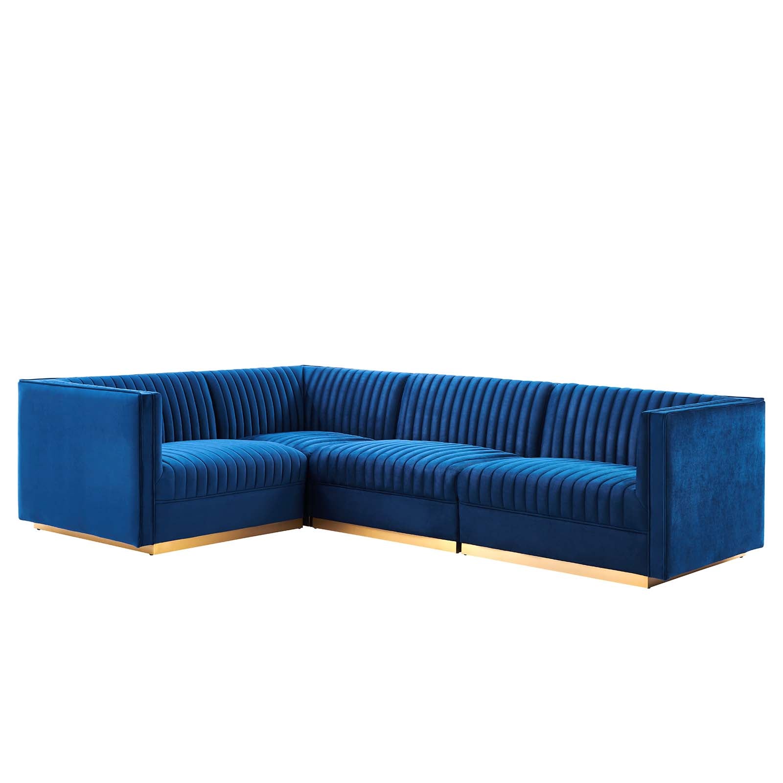 Sanguine Channel Tufted Performance Velvet 4-Piece Left-Facing Modular Sectional Sofa-Sectional-Modway-Wall2Wall Furnishings