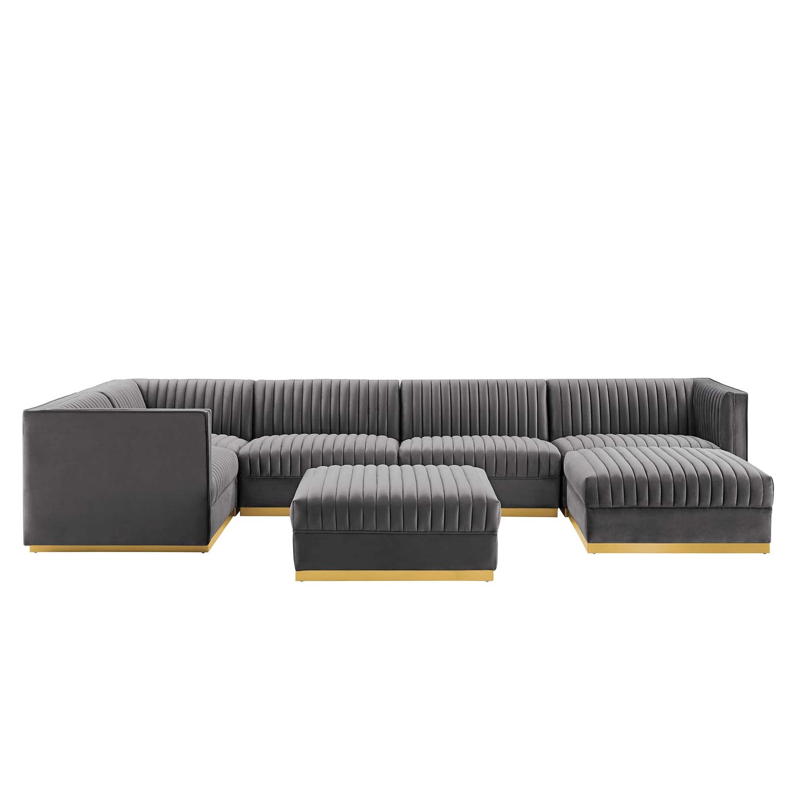Sanguine Channel Tufted Performance Velvet 7-Piece Left-Facing Modular Sectional Sofa-Sectional-Modway-Wall2Wall Furnishings