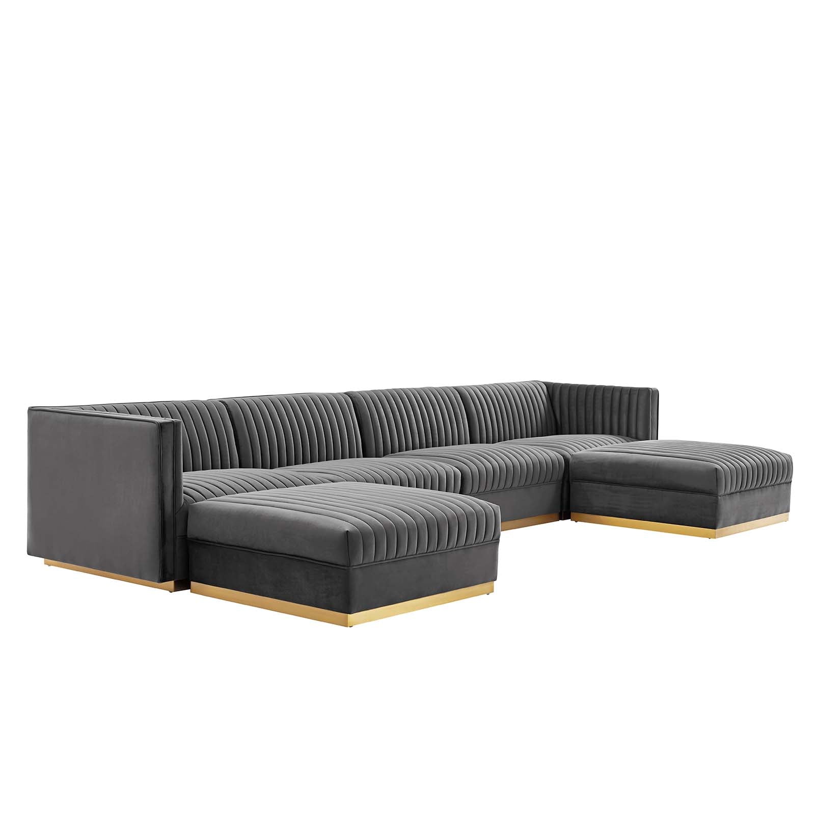 Sanguine Channel Tufted Performance Velvet 6-Piece Modular Sectional Sofa-Sectional-Modway-Wall2Wall Furnishings